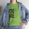 You Are Enough Unisex Heavy Cotton Tee | Inspirational Graphic Tee for Self-Love and Positivity