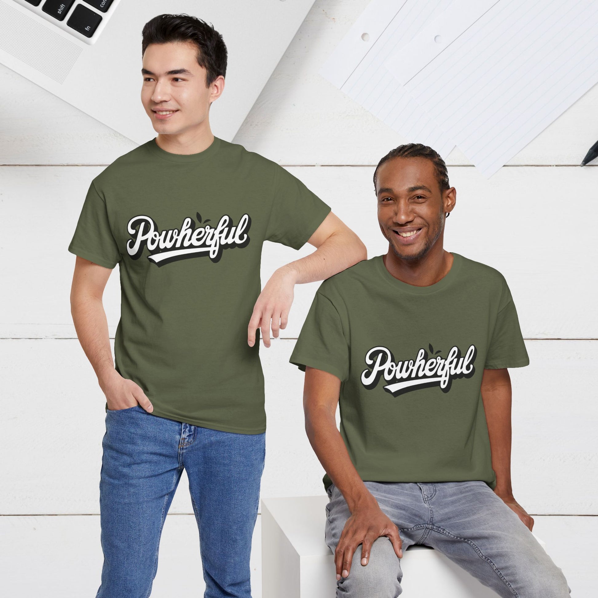 Unisex Heavy Cotton Tee - 'Powerful' Graphic Tee for Empowerment and Self-Expression - GULLYDESIGN