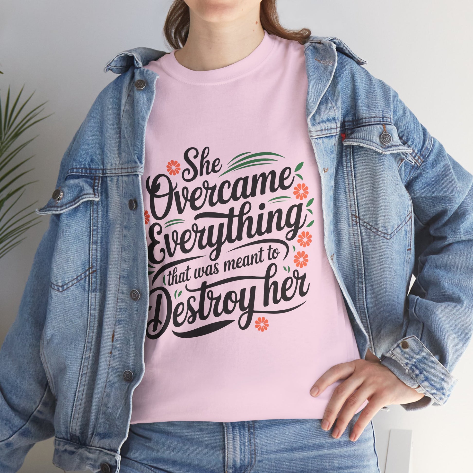 Empowering Women's Quote Unisex Heavy Cotton Tee - 'She Overcame Everything' - GULLYDESIGN