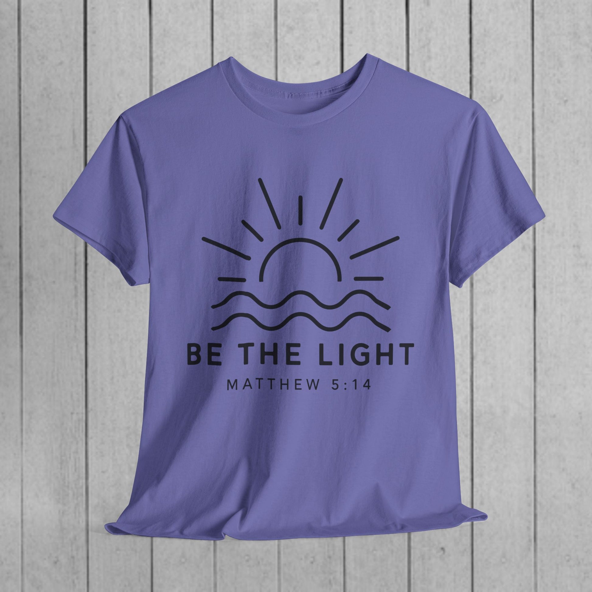 Inspirational Unisex Heavy Cotton Tee - 'Be The Light' Matthew 5:14 - GULLYDESIGN