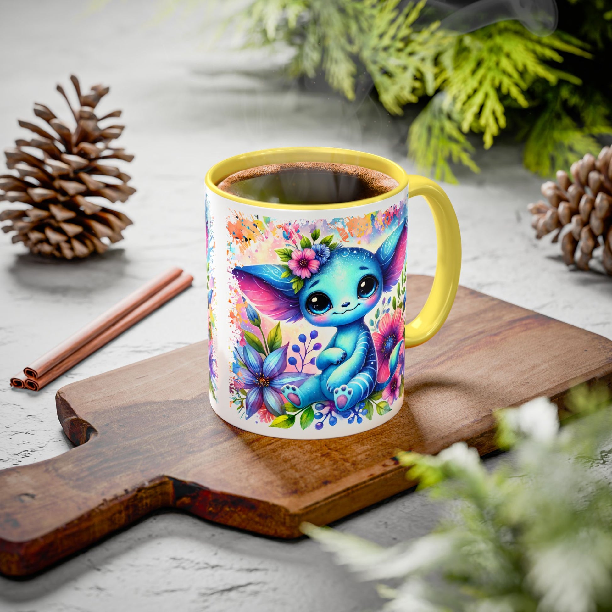 Colorful Floral Character Mug - Cute 11oz/15oz Coffee Mug for Nature Lovers - GULLYDESIGN