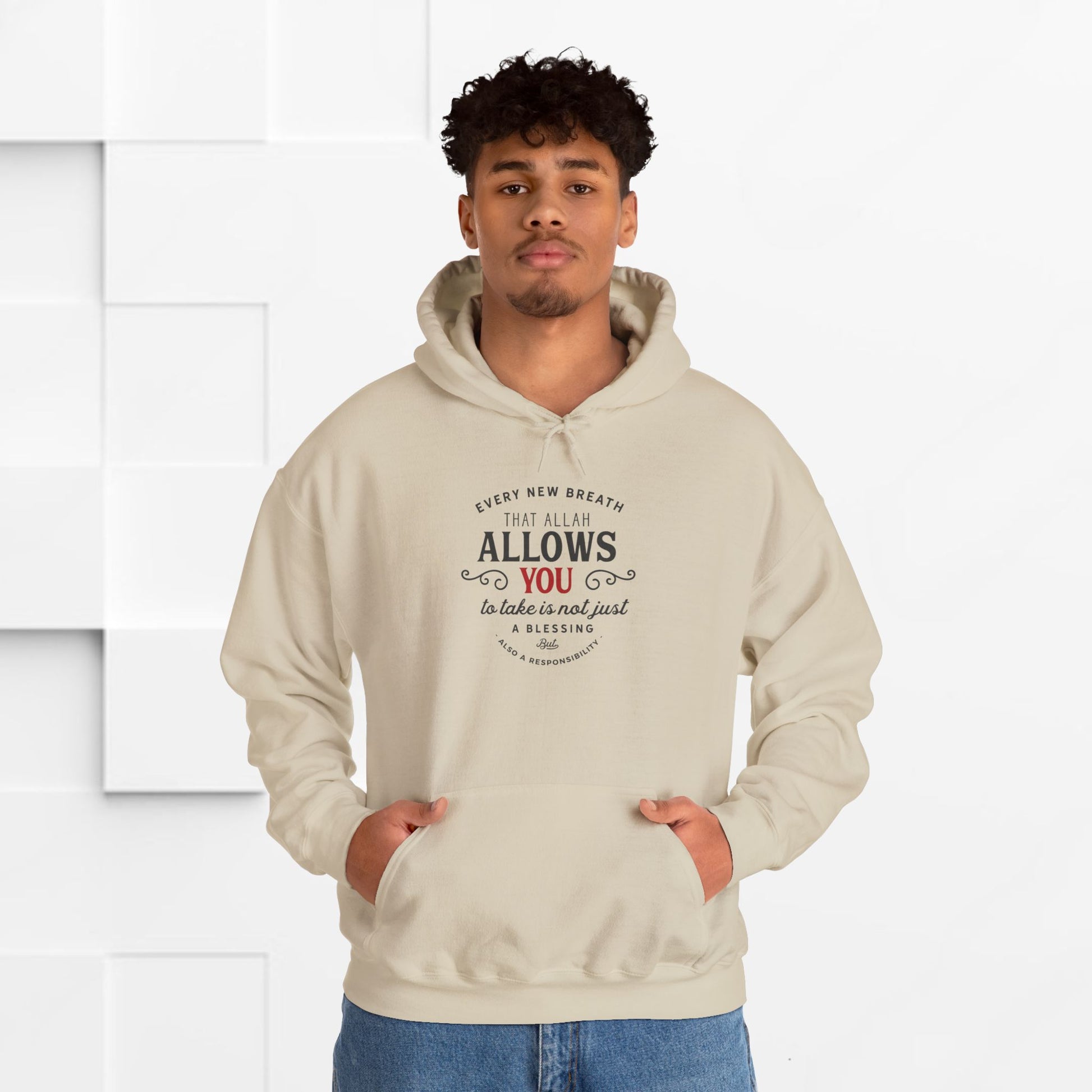 "Every New Breath is a Blessing & a Responsibility"  Unisex Heavy Blend™ Hooded Sweatshirt – Inspirational Islamic Quote - GULLYDESIGN