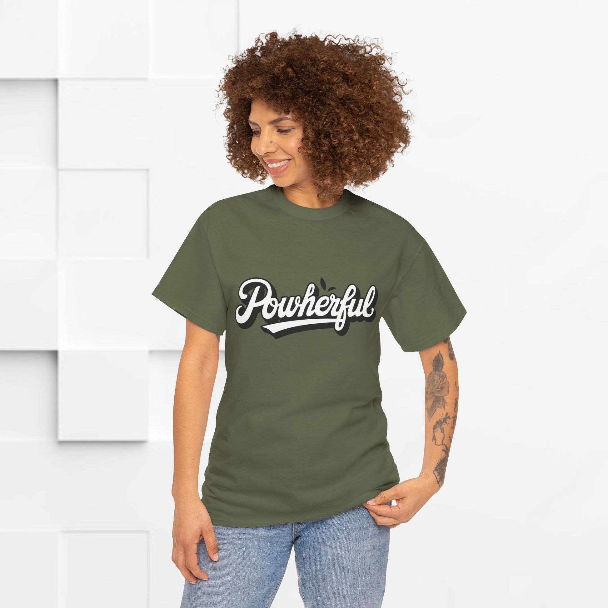 Unisex Heavy Cotton Tee - 'Powerful' Graphic Tee for Empowerment and Self-Expression - GULLYDESIGN
