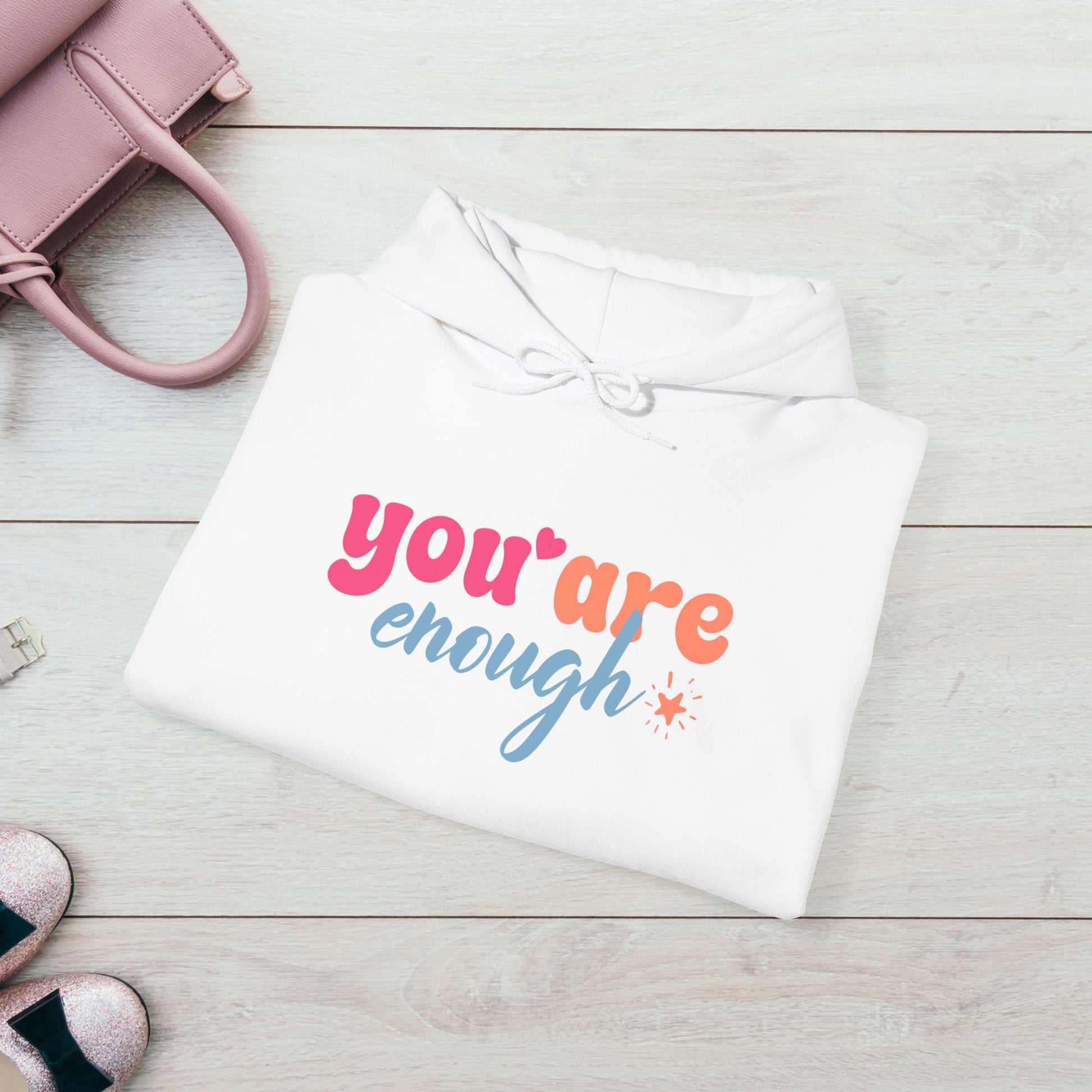 Inspirational Unisex Hoodie - 'You Are Enough' Motivational Sweatshirt for Self-Love & Positivity - GULLYDESIGN