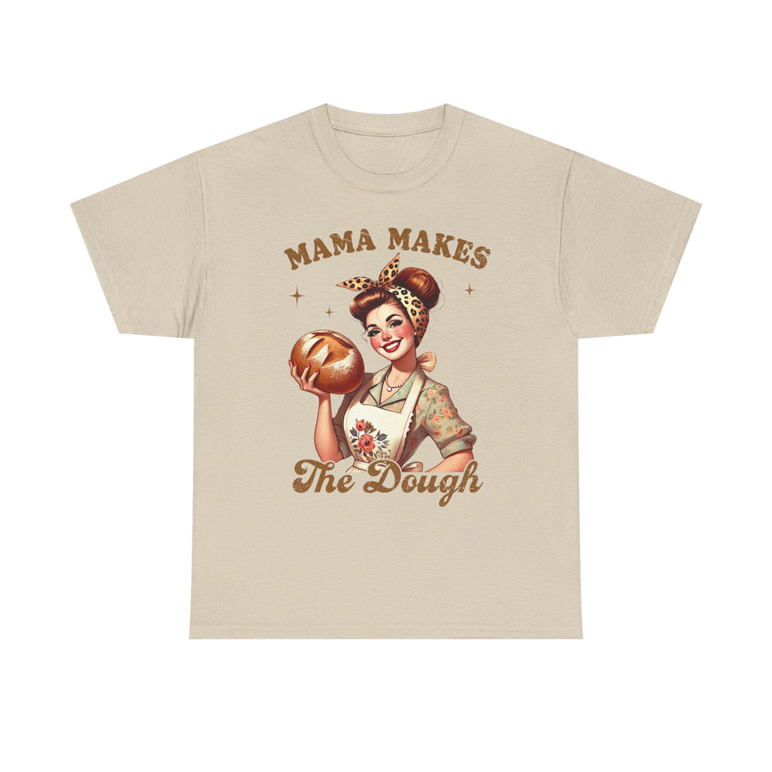 Funny Baking T-Shirt | "Mama Makes The Dough" Unisex Heavy Cotton Tee | Perfect Gift for Moms & Bakers - GULLYDESIGN