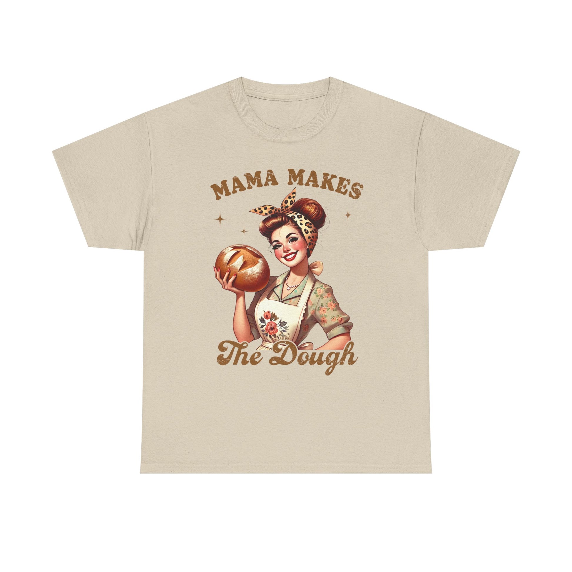Funny Baking T-Shirt | "Mama Makes The Dough" Unisex Heavy Cotton Tee | Perfect Gift for Moms & Bakers - GULLYDESIGN