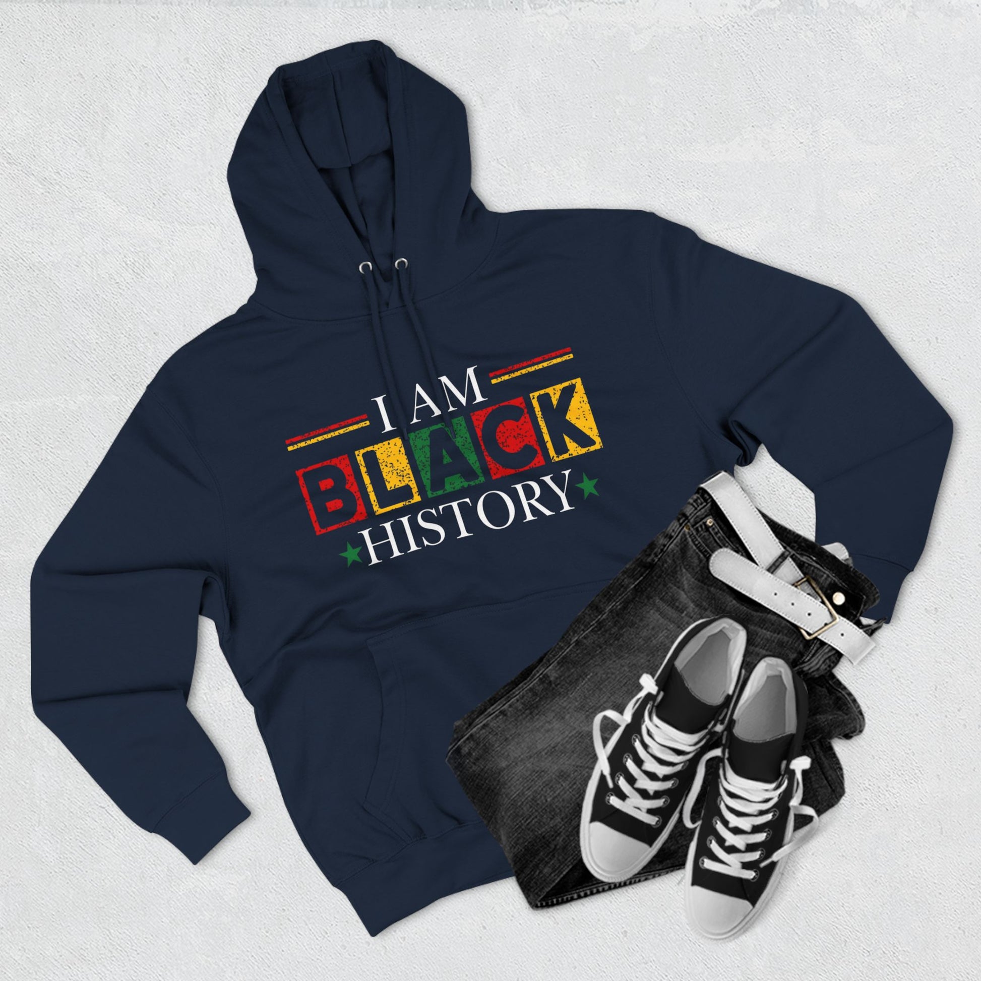 Black History Three-Panel Fleece Hoodie - Celebrate Identity & Culture - GULLYDESIGN