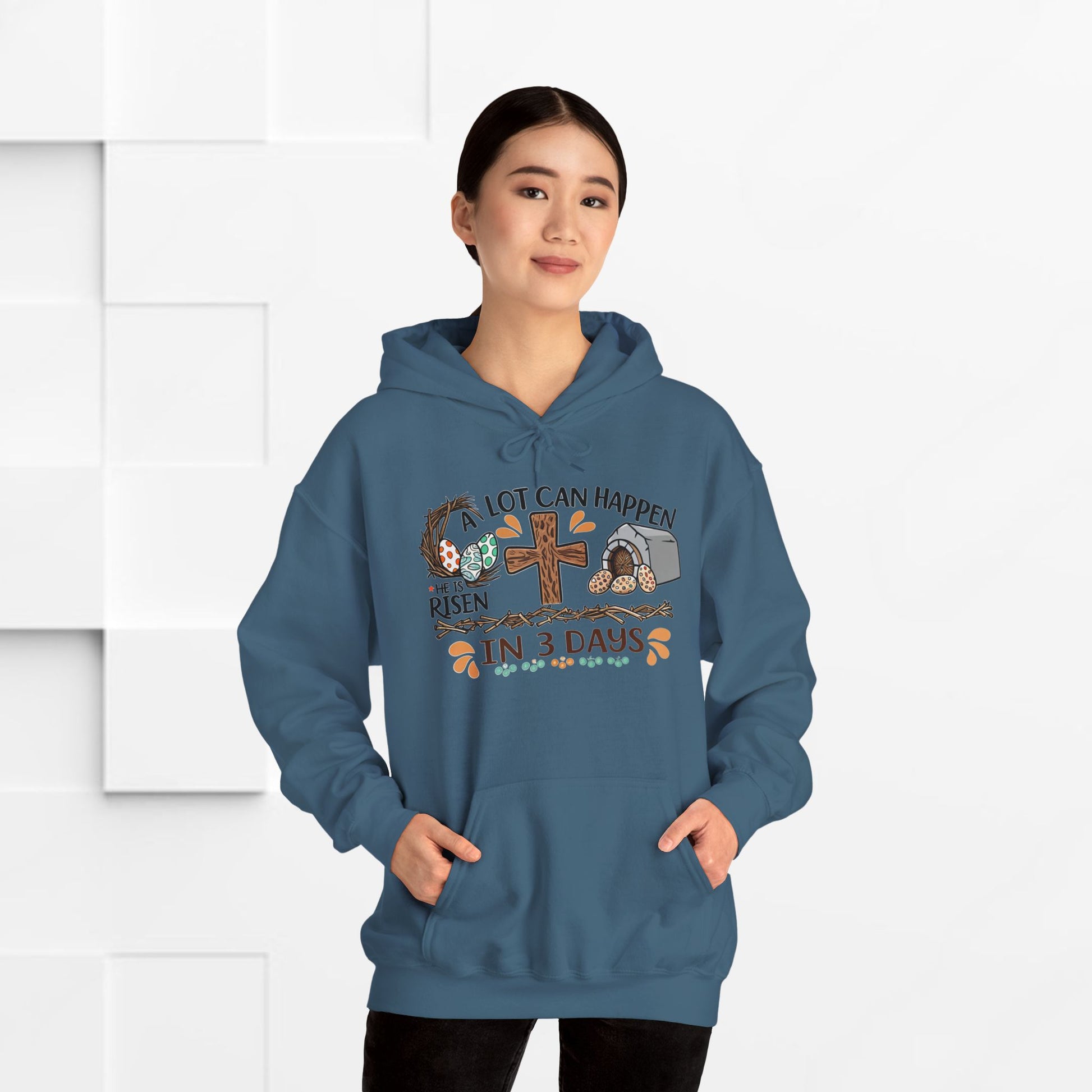 Inspirational Easter Hoodie - "A Lot Can Happen in 3 Days" - Unisex Heavy Blend Sweatshirt - GULLYDESIGN