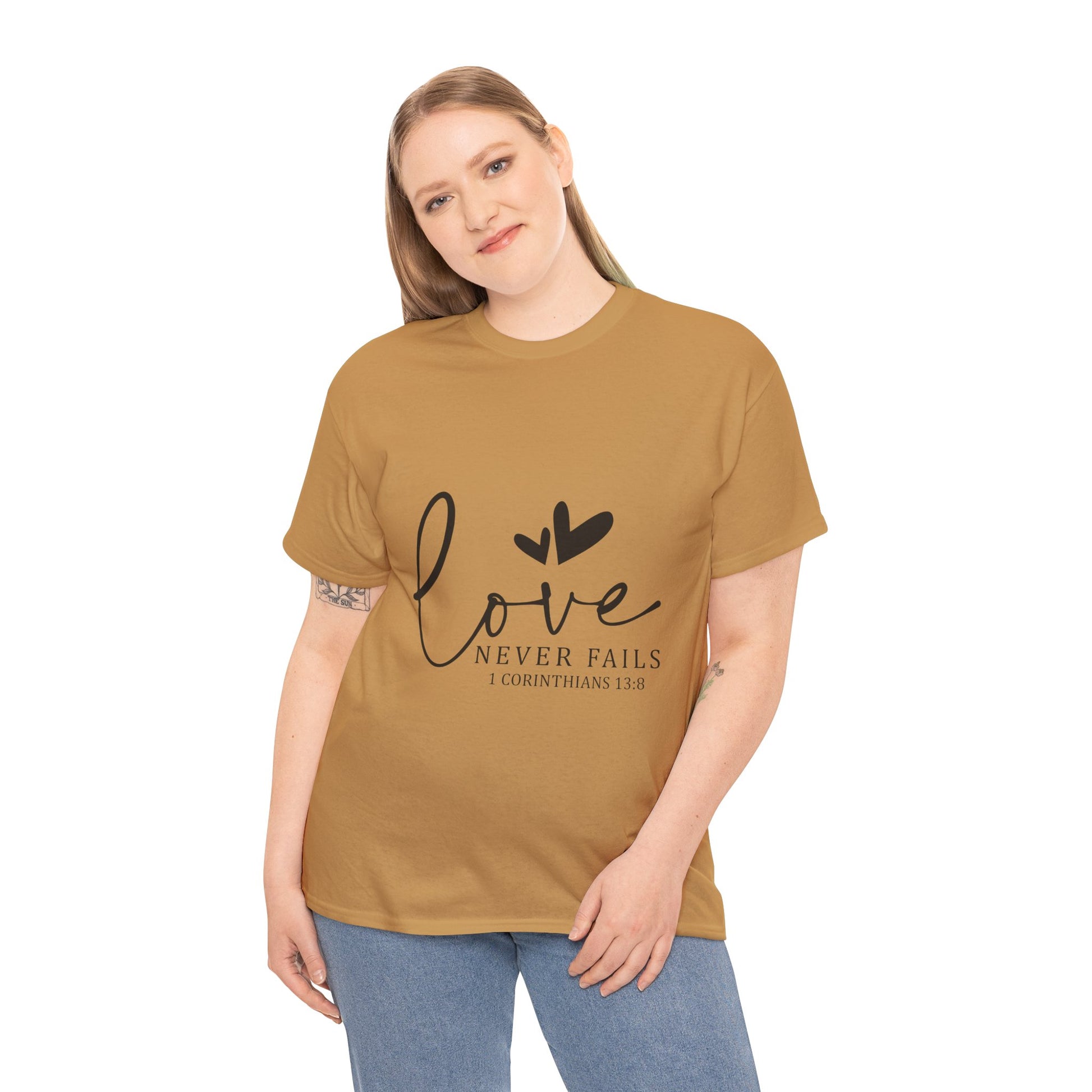 Love Never Fails Unisex Heavy Cotton Tee - Inspirational Christian T-Shirt - GULLYDESIGN
