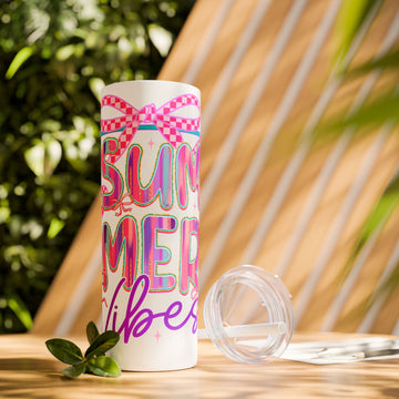 Summer Vibes Skinny Tumbler with Straw - 20oz Insulated Drinkware