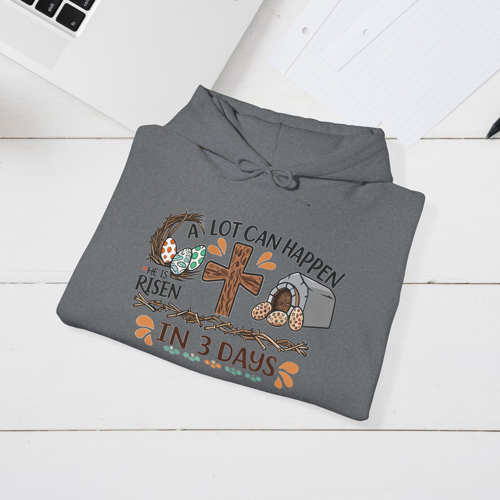Inspirational Easter Hoodie - "A Lot Can Happen in 3 Days" - Unisex Heavy Blend Sweatshirt - GULLYDESIGN