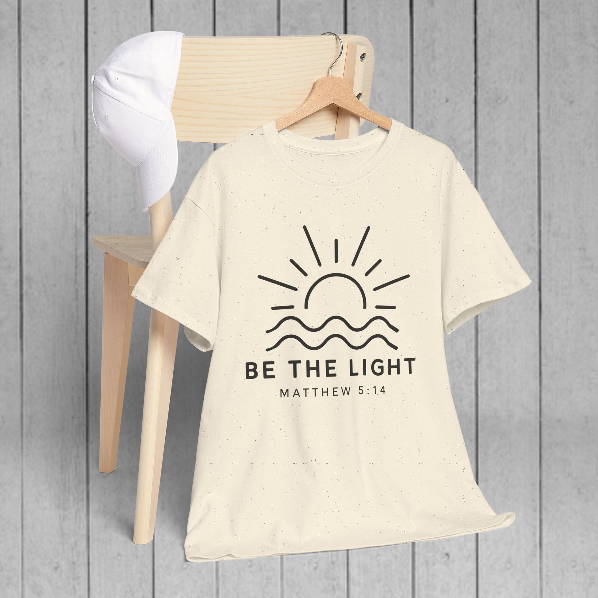 Inspirational Unisex Heavy Cotton Tee - 'Be The Light' Matthew 5:14 - GULLYDESIGN