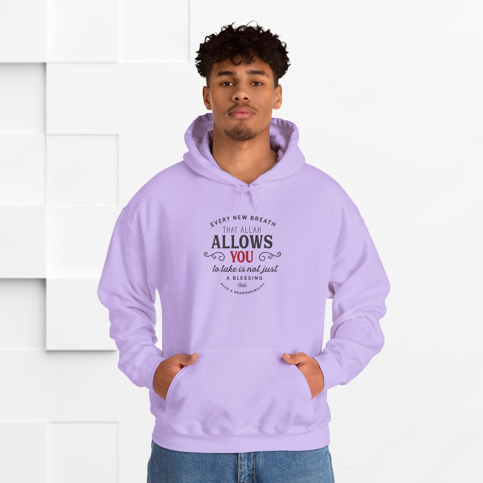 "Every New Breath is a Blessing & a Responsibility"  Unisex Heavy Blend™ Hooded Sweatshirt – Inspirational Islamic Quote - GULLYDESIGN