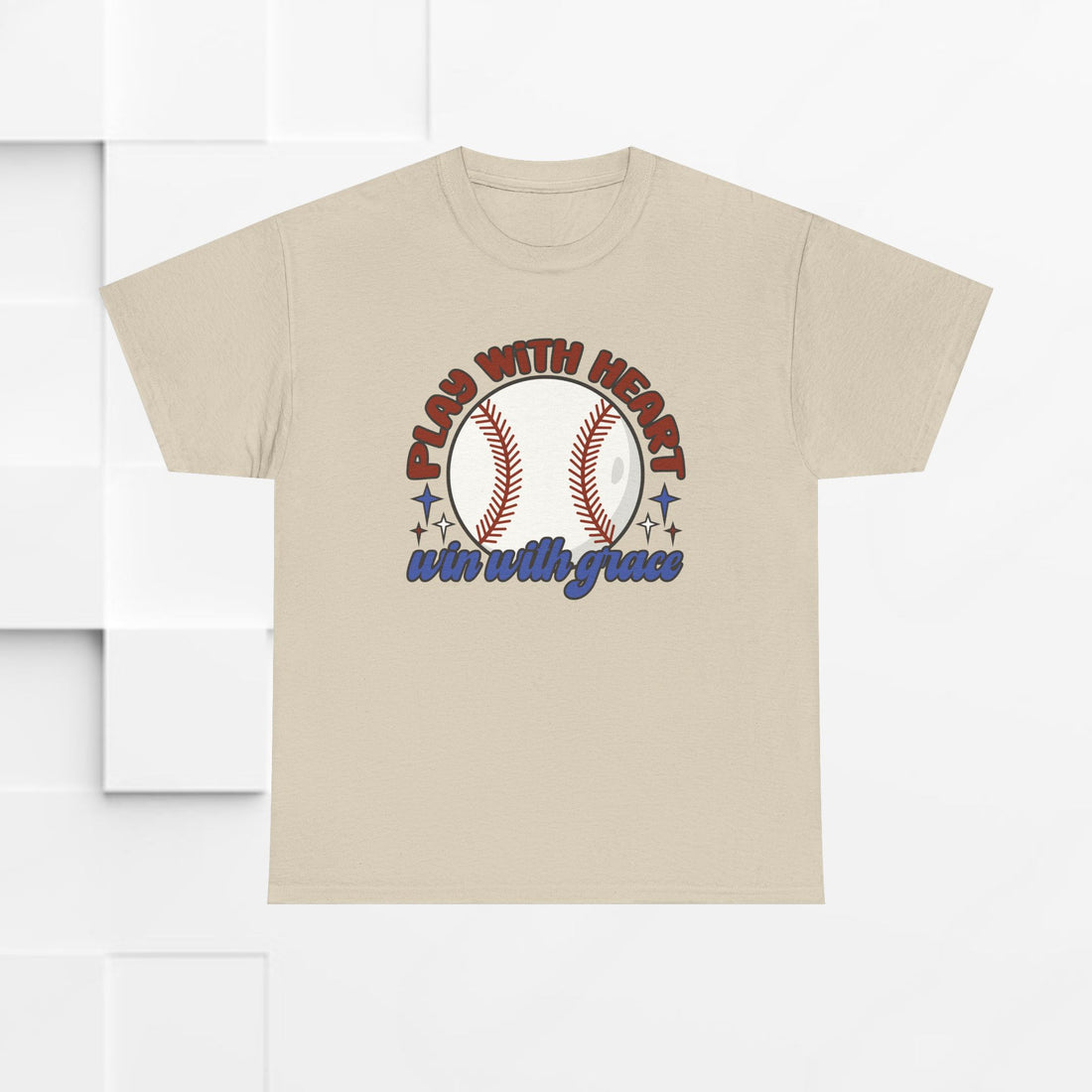 Unisex Heavy Cotton Tee - 'Play With Heart' Baseball Graphic Tee - GULLYDESIGN