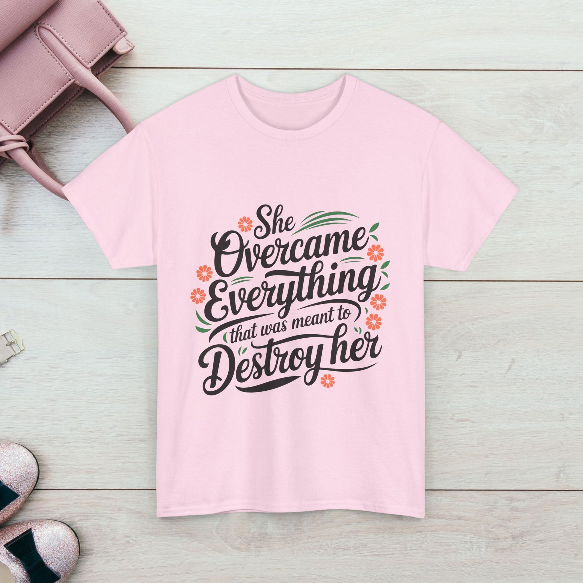 Empowering Women's Quote Unisex Heavy Cotton Tee - 'She Overcame Everything' - GULLYDESIGN