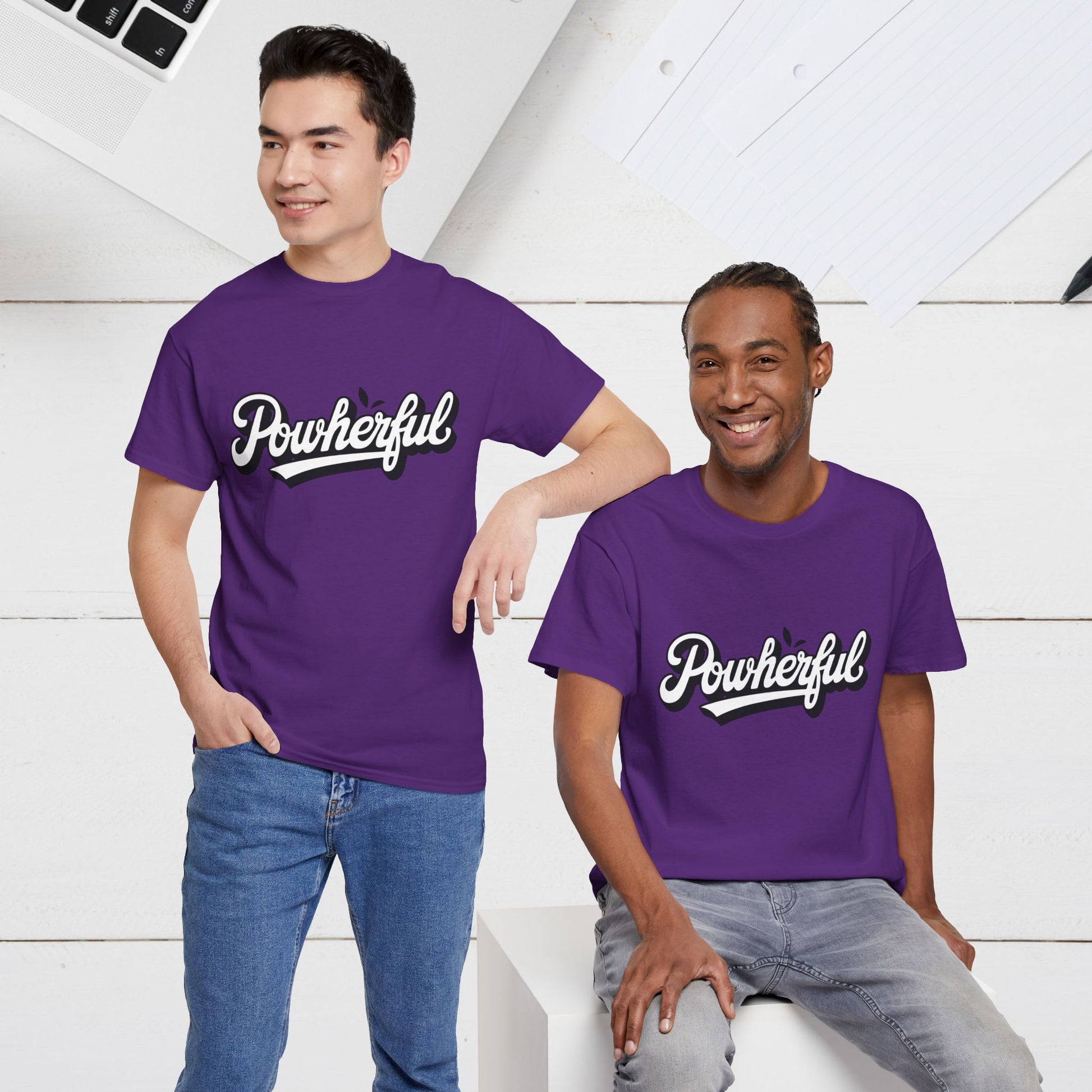 Unisex Heavy Cotton Tee - 'Powerful' Graphic Tee for Empowerment and Self-Expression - GULLYDESIGN