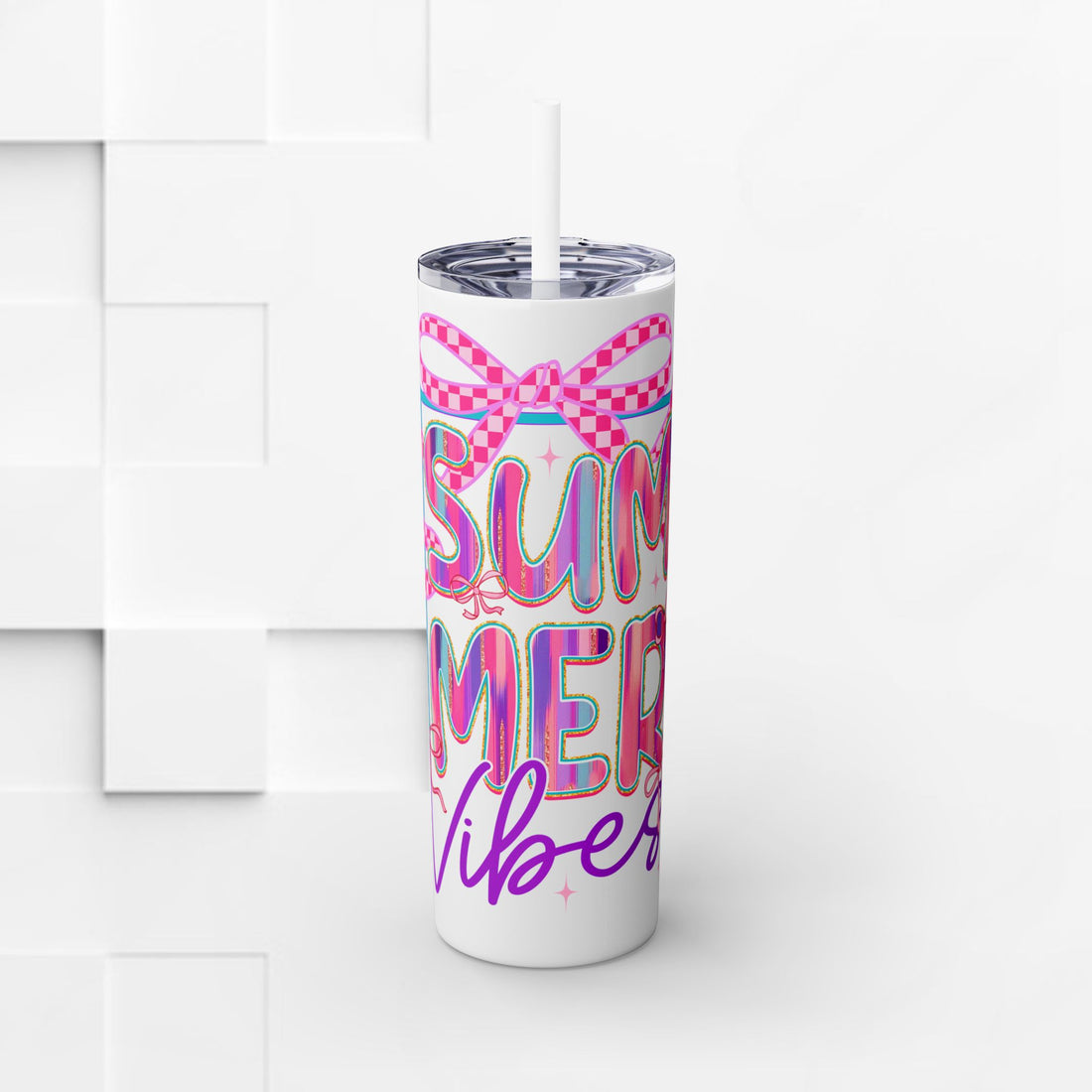 Summer Vibes Skinny Tumbler with Straw - 20oz Insulated Drinkware