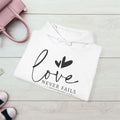 Inspirational Love Sweatshirt - Unisex Heavy Blend™ Hoodie with 1 Corinthians 13:8 - GULLYDESIGN