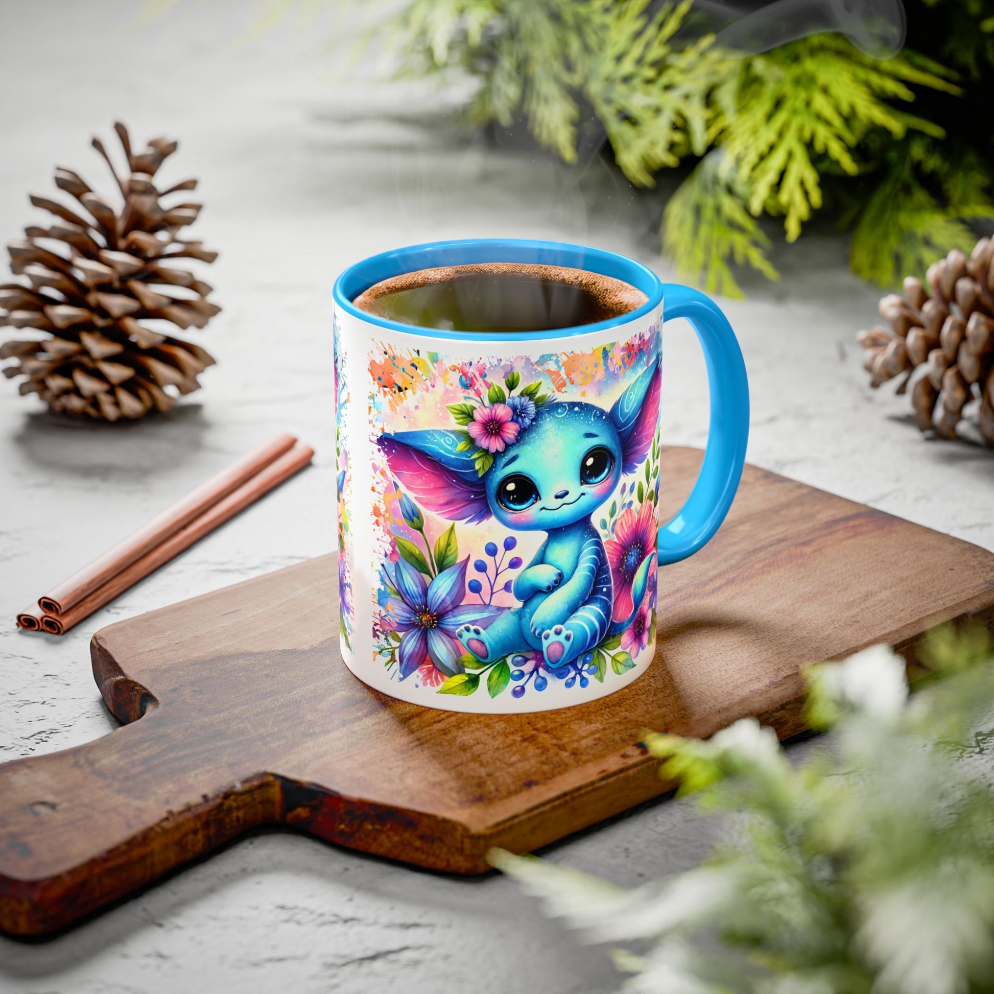 Colorful Floral Character Mug - Cute 11oz/15oz Coffee Mug for Nature Lovers - GULLYDESIGN
