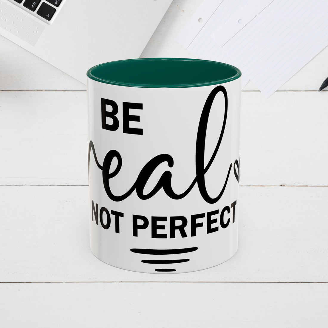 Inspirational Coffee Mug - "Be Real Not Perfect" - Colorful 11oz & 15oz Designs - GULLYDESIGN