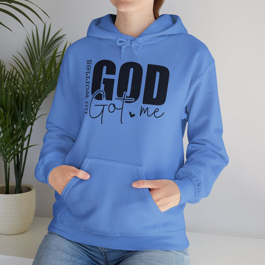 Inspirational Hooded Sweatshirt - "No Worries, God Got Me"