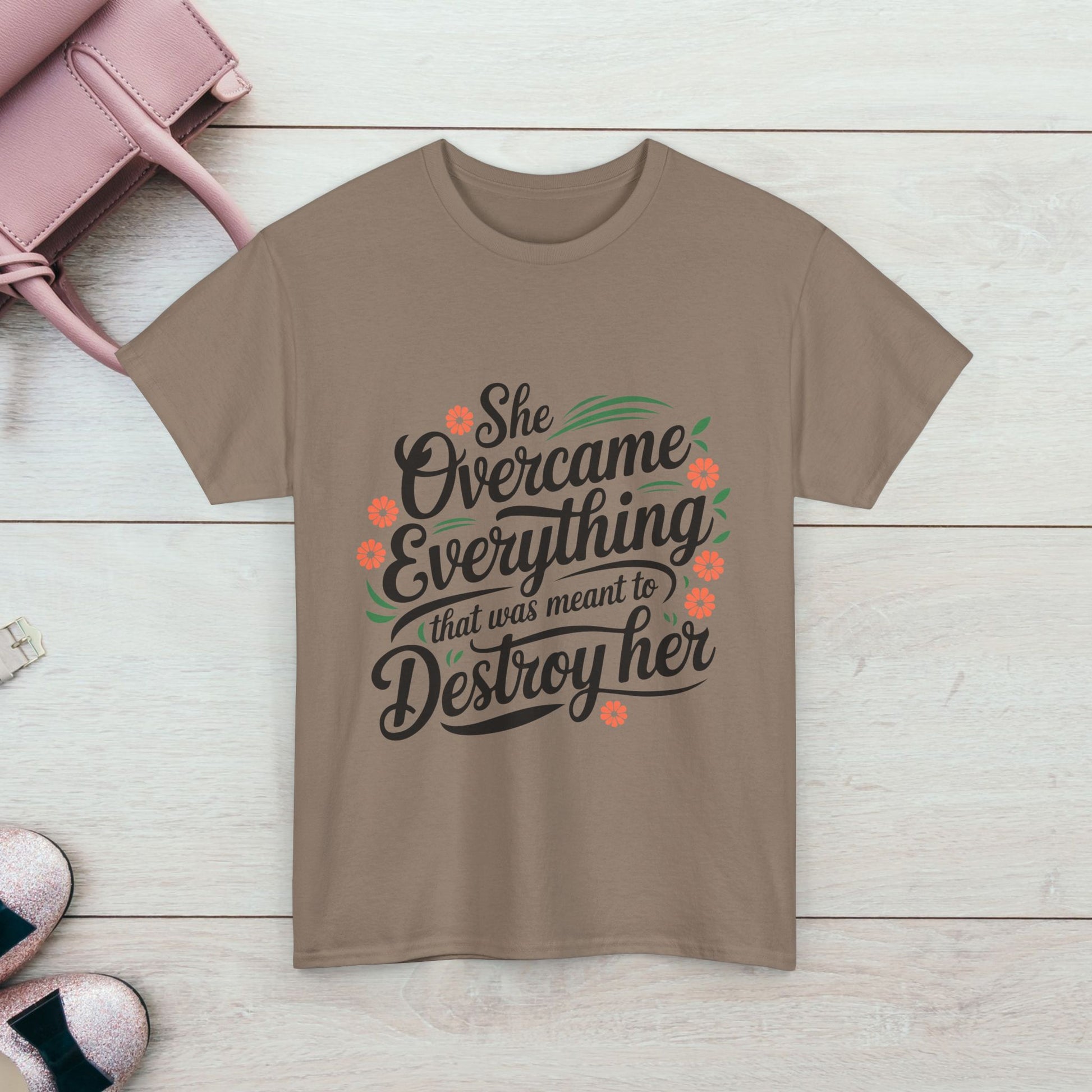 Empowering Women's Quote Unisex Heavy Cotton Tee - 'She Overcame Everything' - GULLYDESIGN