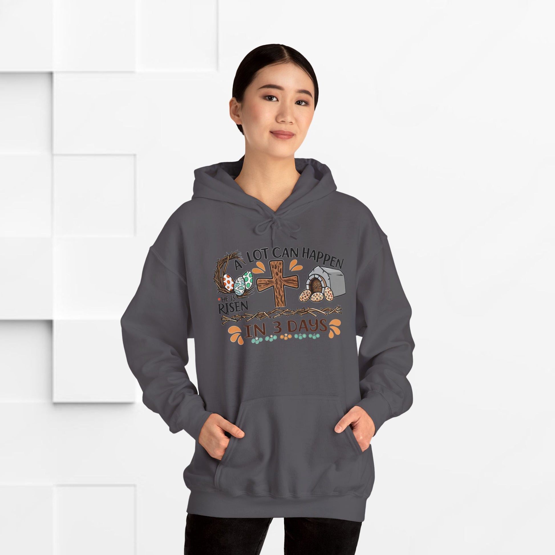 Inspirational Easter Hoodie - "A Lot Can Happen in 3 Days" - Unisex Heavy Blend Sweatshirt - GULLYDESIGN
