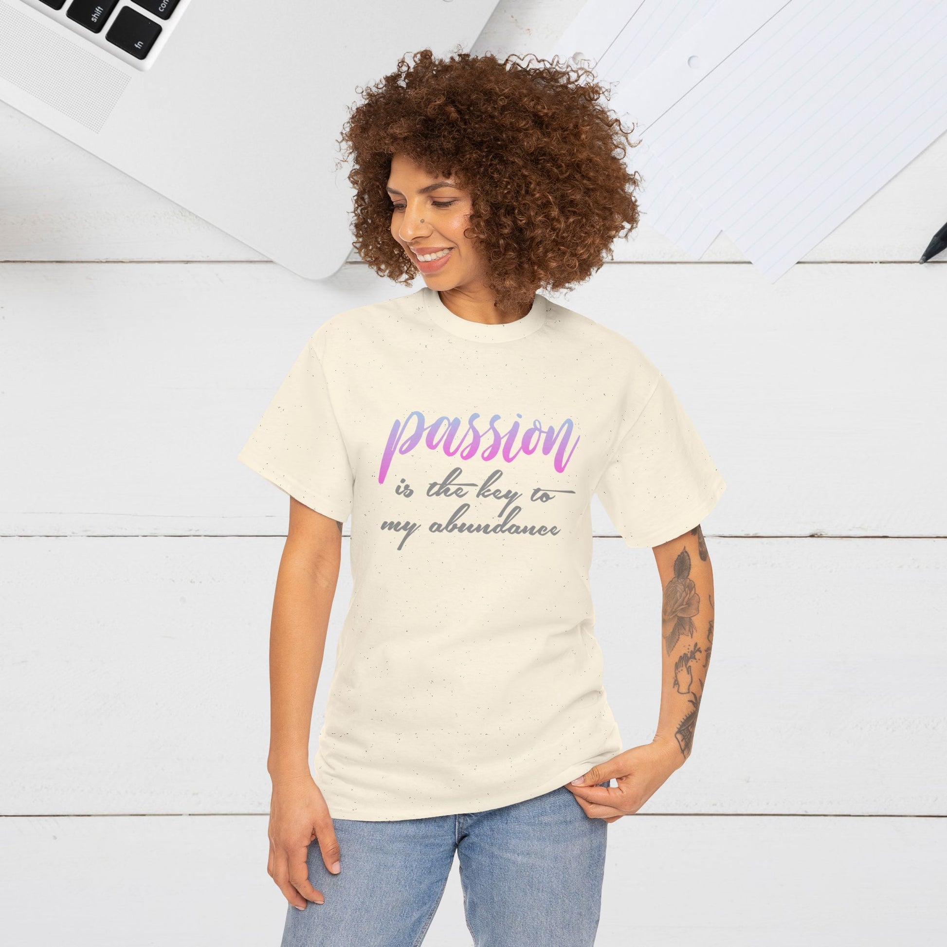 Passion is the Key Unisex Heavy Cotton Tee - Motivational T-Shirt for Inspiration and Abundance - GULLYDESIGN