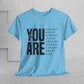 You Are Enough Unisex Heavy Cotton Tee | Inspirational Graphic Tee for Self-Love and Positivity - GULLYDESIGN