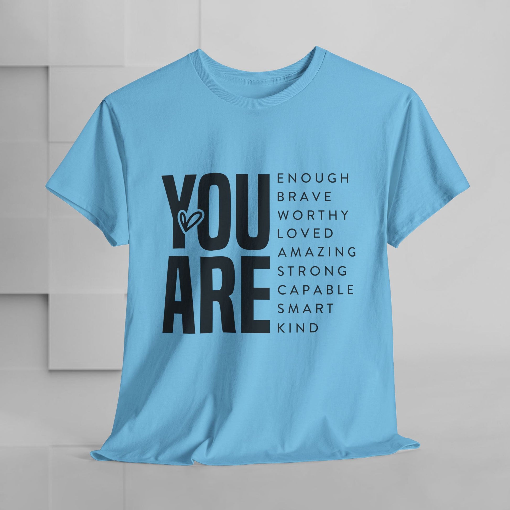 You Are Enough Unisex Heavy Cotton Tee | Inspirational Graphic Tee for Self-Love and Positivity - GULLYDESIGN