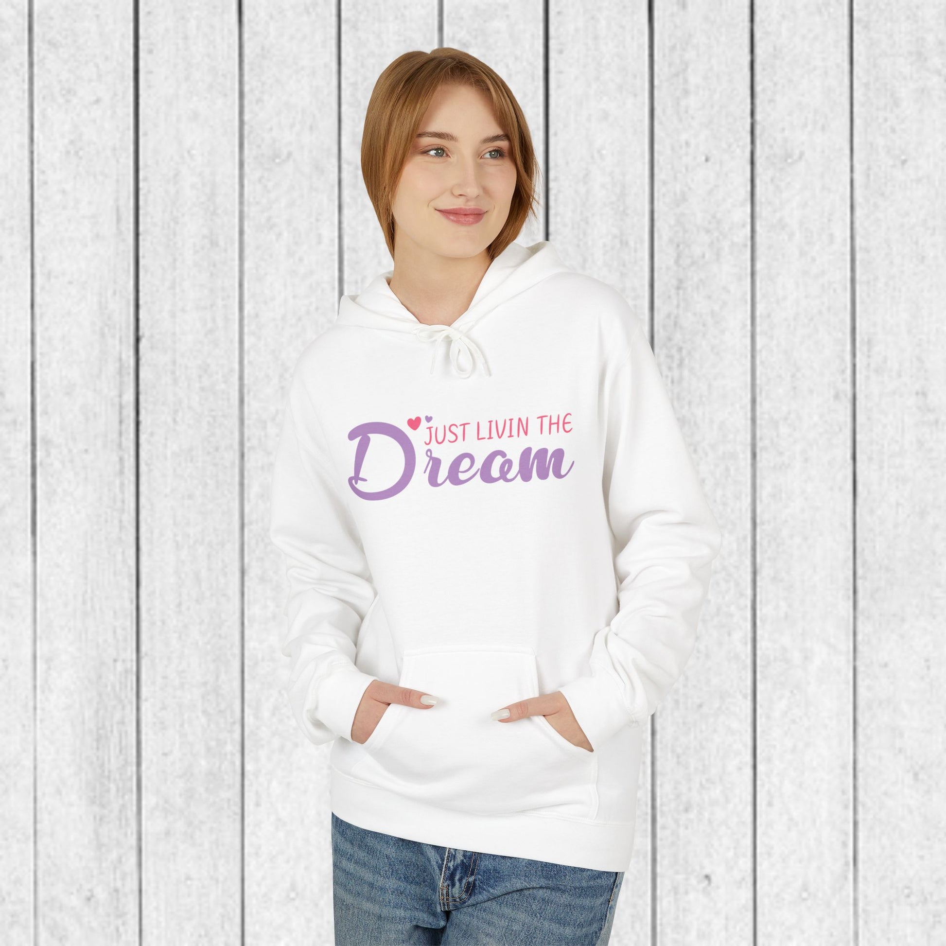 Just Livin' The Dream Hoodie - Unisex Midweight Softstyle Fleece, Cozy Casual Wear - GULLYDESIGN