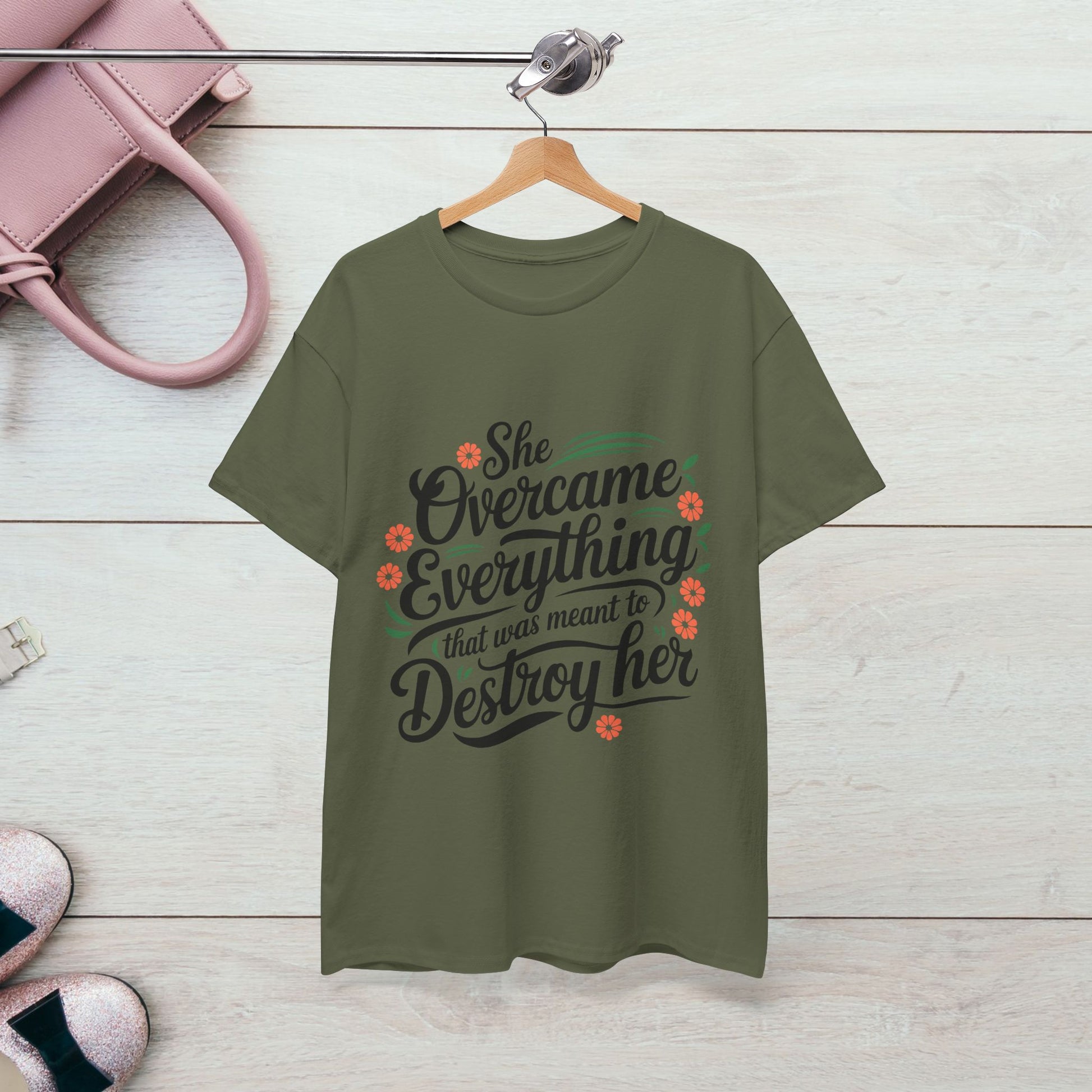 Empowering Women's Quote Unisex Heavy Cotton Tee - 'She Overcame Everything' - GULLYDESIGN