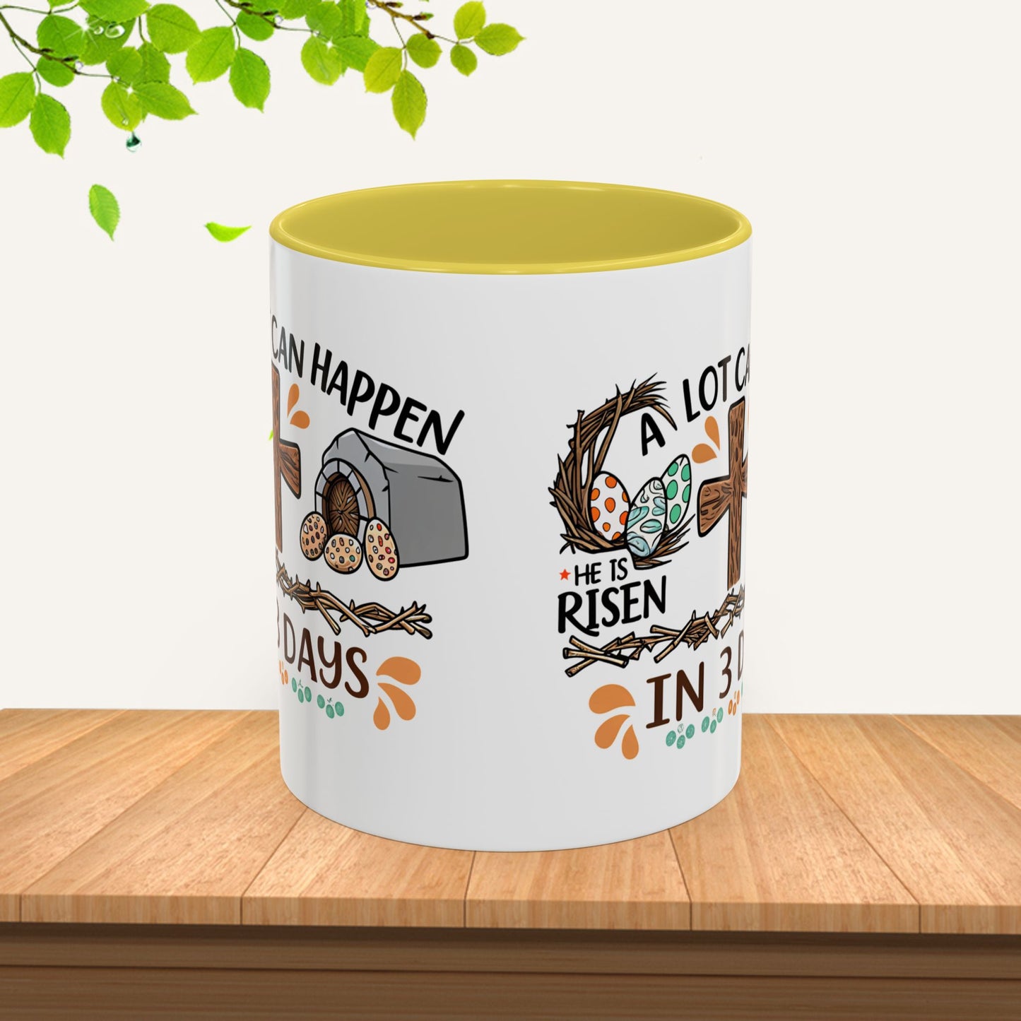 Inspirational Easter Mug - "A Lot Can Happen in 3 Days" - Colorful 11oz & 15oz Coffee Cup - GULLYDESIGN