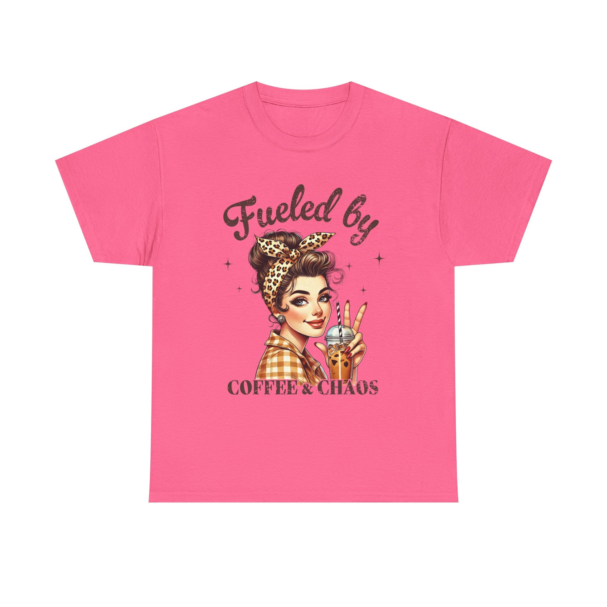 Fueled by Coffee & Chaos Unisex Tee - Fun Graphic Shirt for Coffee Lovers - GULLYDESIGN
