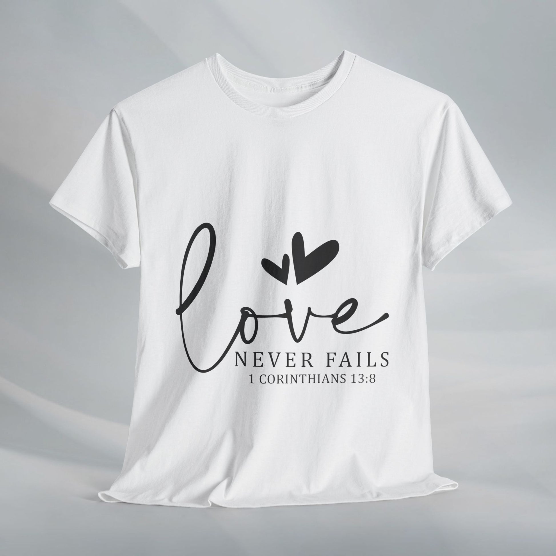 Love Never Fails Unisex Heavy Cotton Tee - Inspirational Christian T-Shirt - GULLYDESIGN