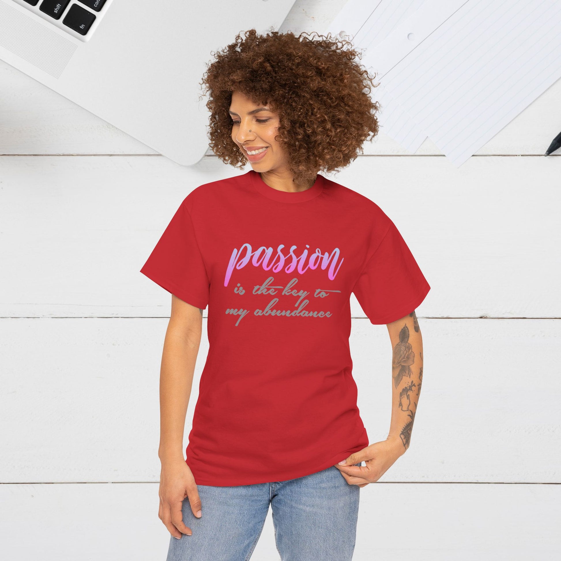 Passion is the Key Unisex Heavy Cotton Tee - Motivational T-Shirt for Inspiration and Abundance - GULLYDESIGN