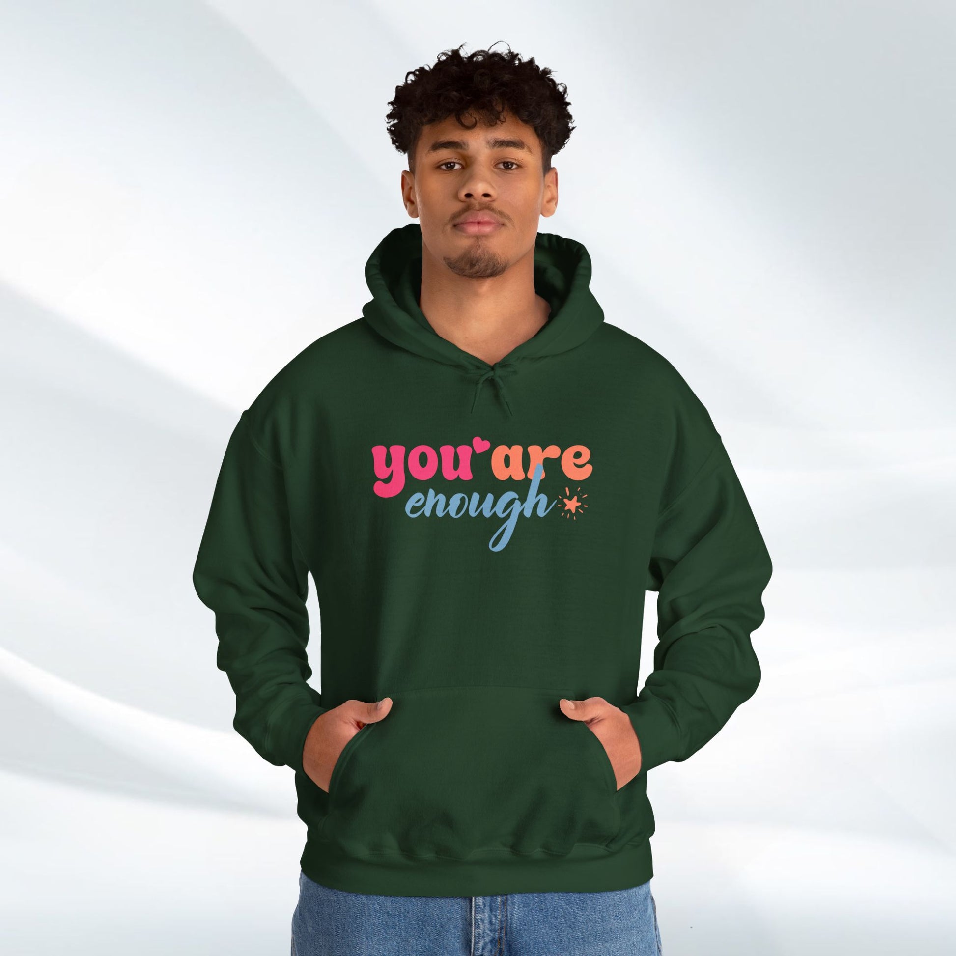 Inspirational Unisex Hoodie - 'You Are Enough' Motivational Sweatshirt for Self-Love & Positivity - GULLYDESIGN