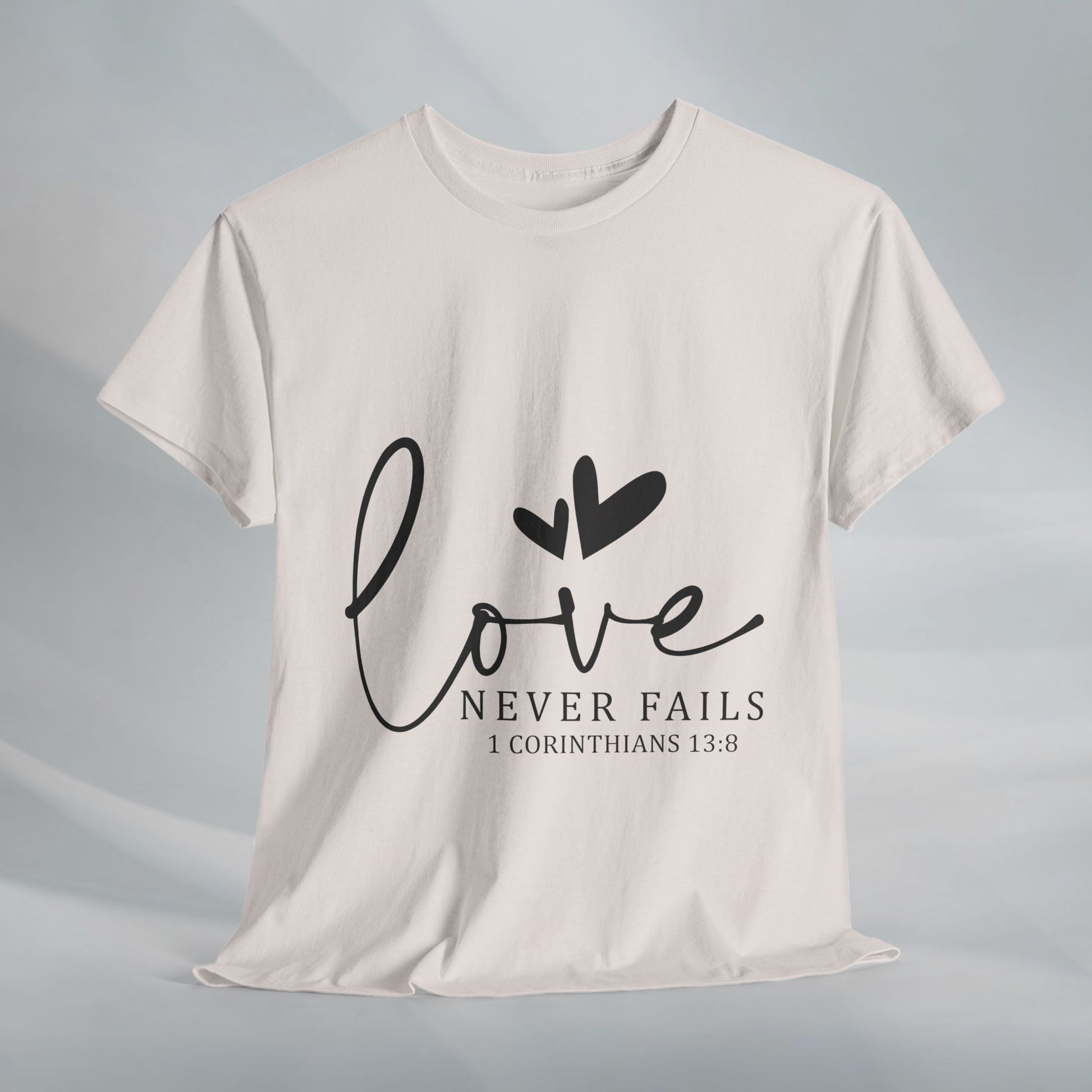 Love Never Fails Unisex Heavy Cotton Tee - Inspirational Christian T-Shirt - GULLYDESIGN