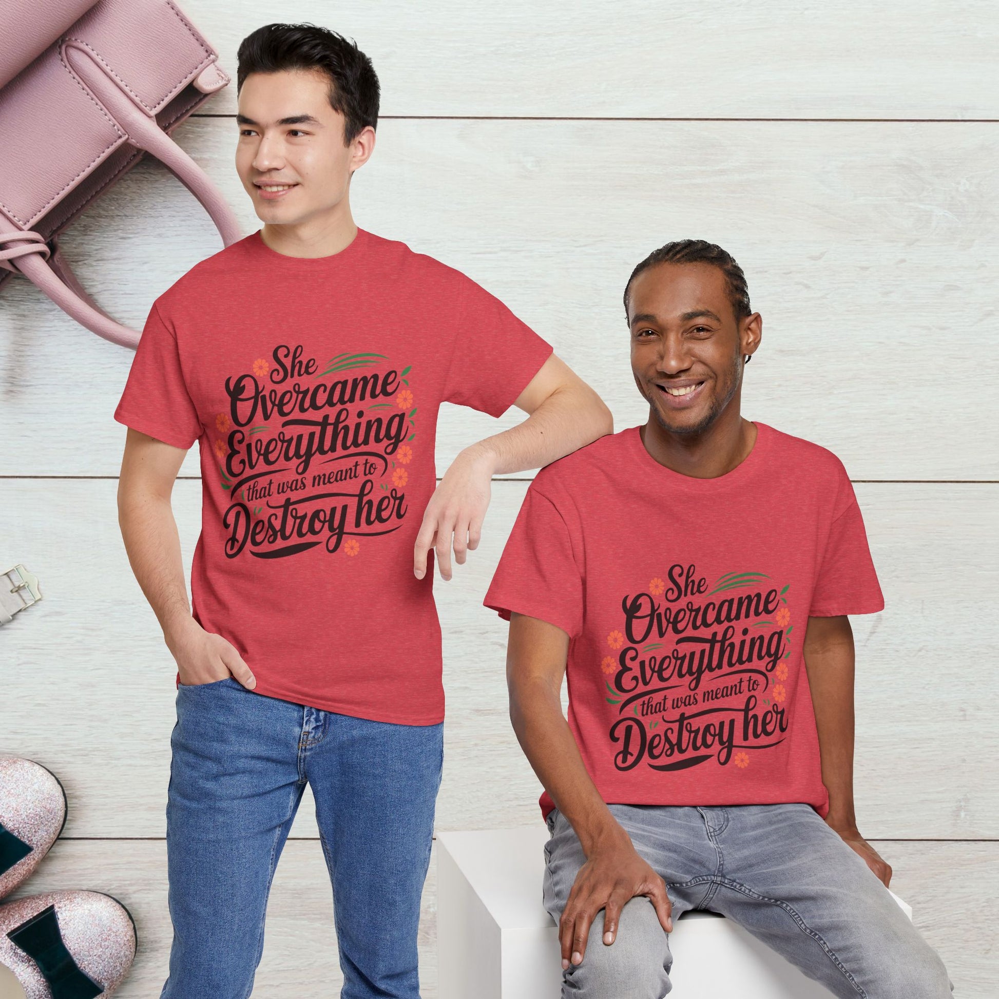 Empowering Women's Quote Unisex Heavy Cotton Tee - 'She Overcame Everything' - GULLYDESIGN