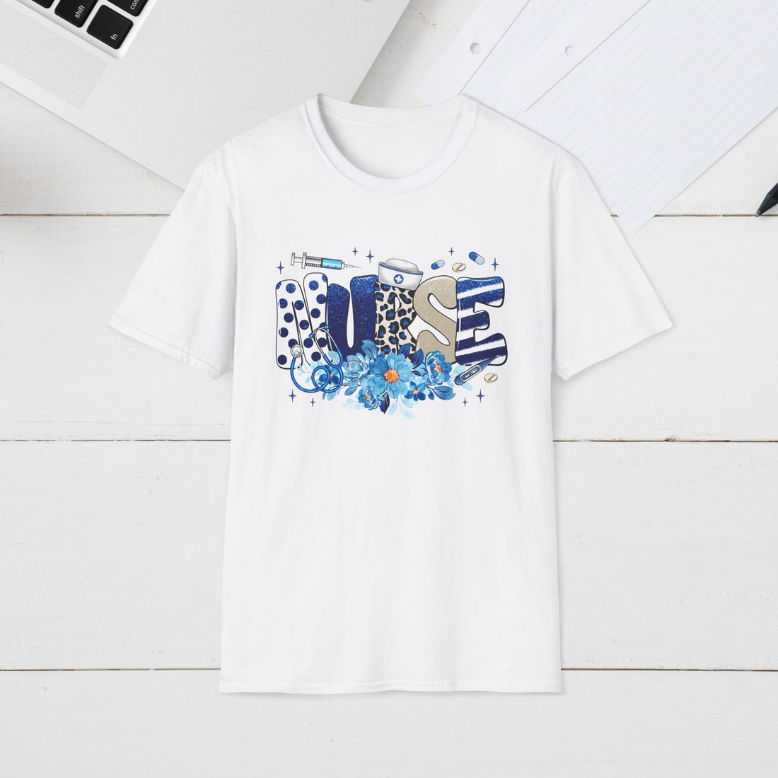 Nurse Appreciation Unisex Softstyle T-Shirt - Floral Design