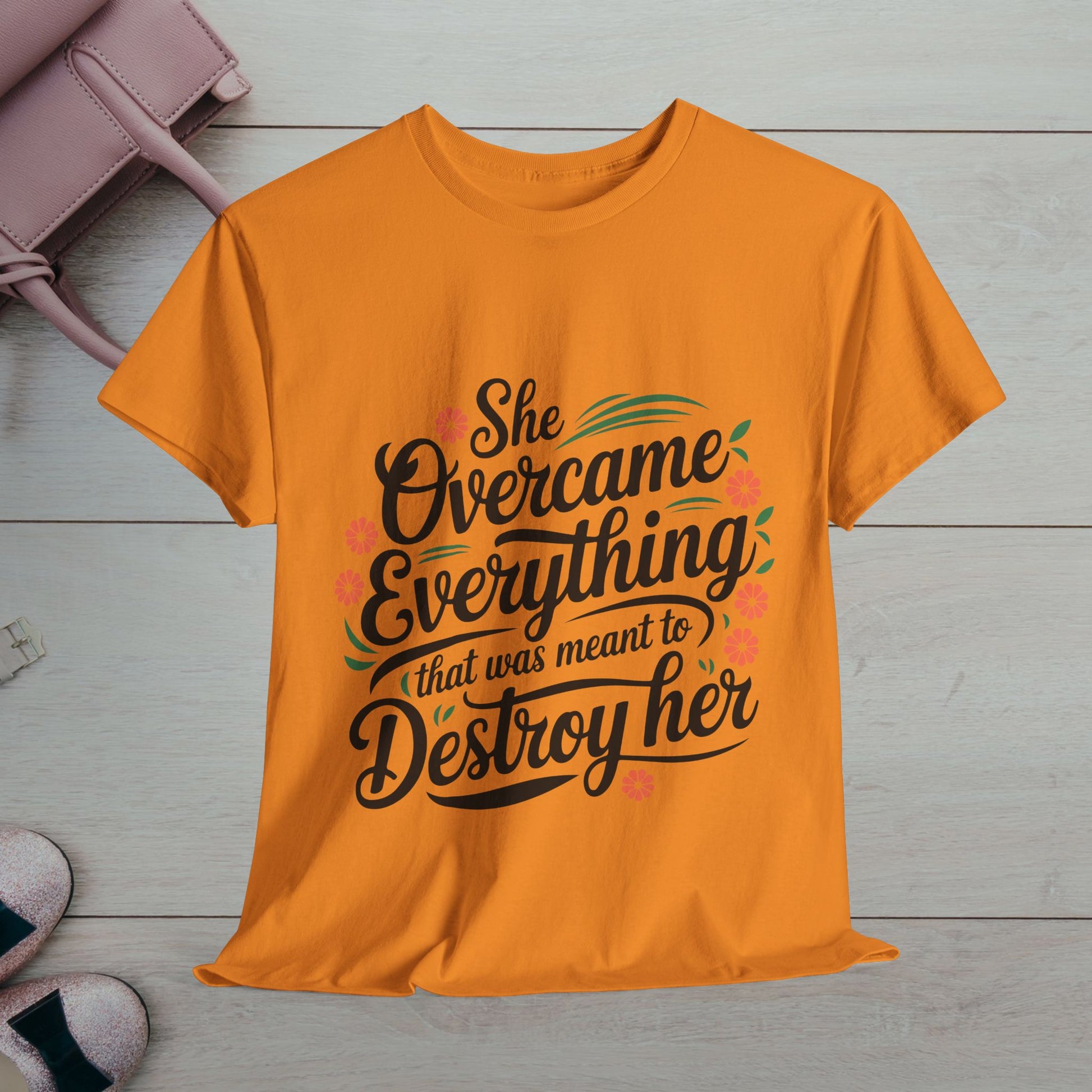 Empowering Women's Quote Unisex Heavy Cotton Tee - 'She Overcame Everything' - GULLYDESIGN