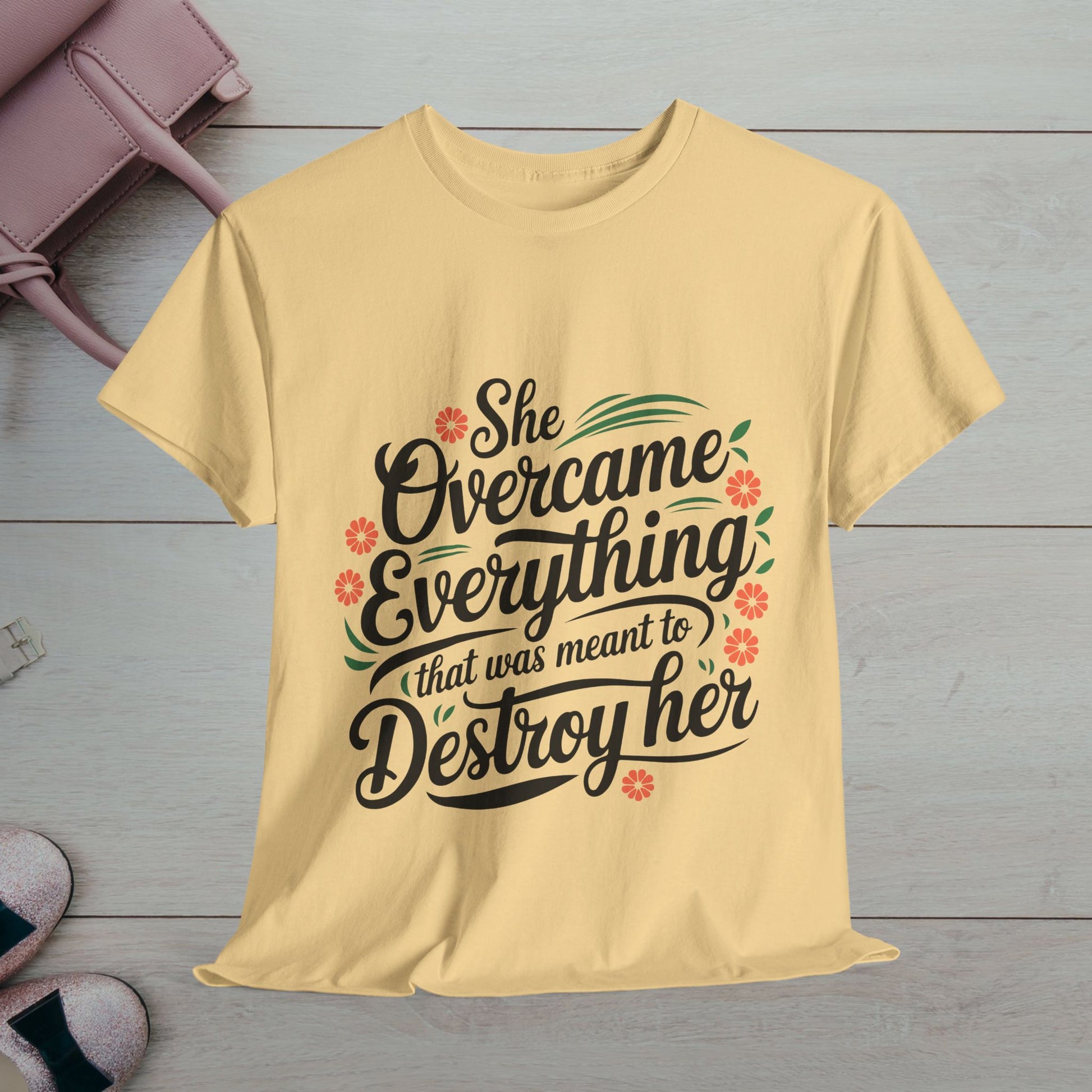 Empowering Women's Quote Unisex Heavy Cotton Tee - 'She Overcame Everything' - GULLYDESIGN