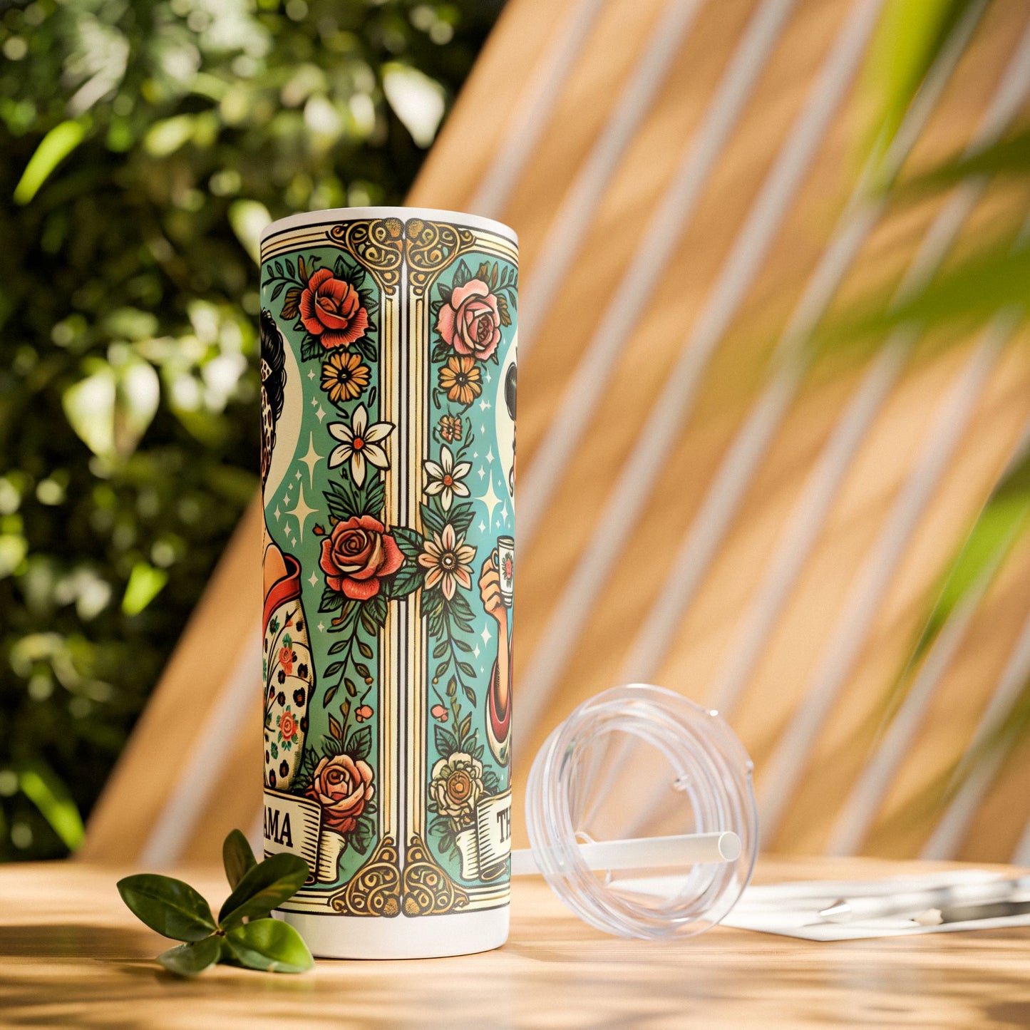 Vintage Floral Mama Skinny Tumbler with Straw | 20oz Stylish Drinkware for Moms