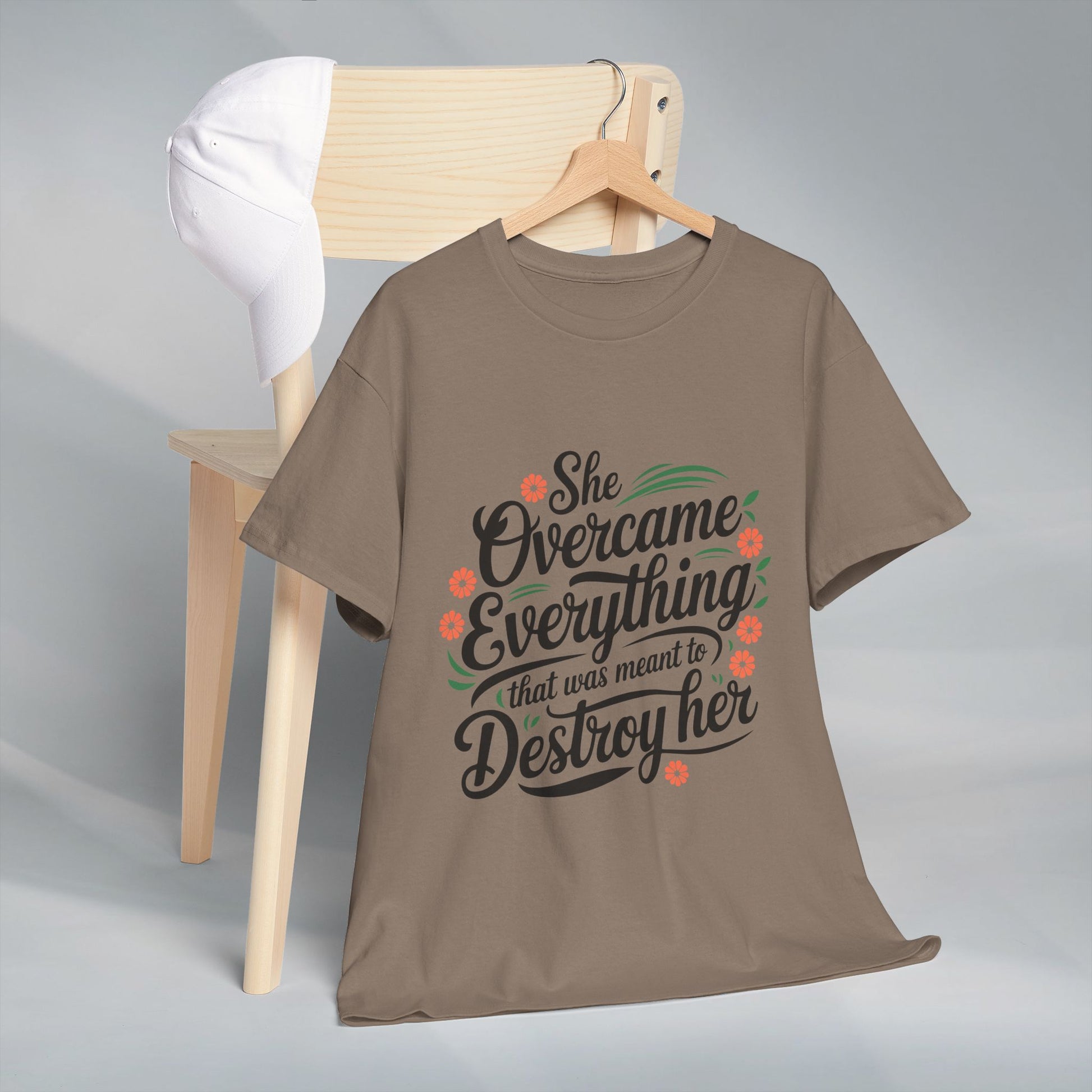 Empowering Women's Quote Unisex Heavy Cotton Tee - 'She Overcame Everything' - GULLYDESIGN