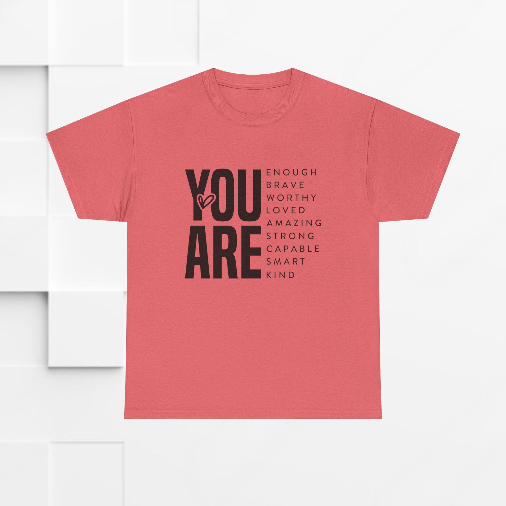 You Are Enough Unisex Heavy Cotton Tee | Inspirational Graphic Tee for Self-Love and Positivity - GULLYDESIGN