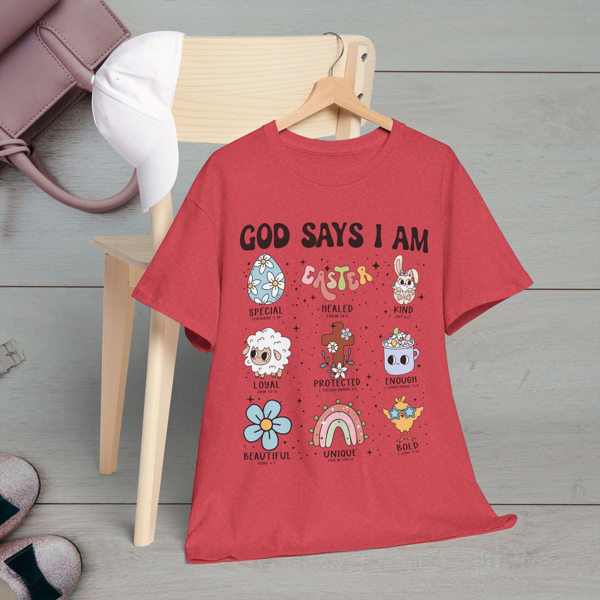 God Says I Am Unisex Heavy Cotton Tee - Inspirational Graphic T-Shirt - GULLYDESIGN