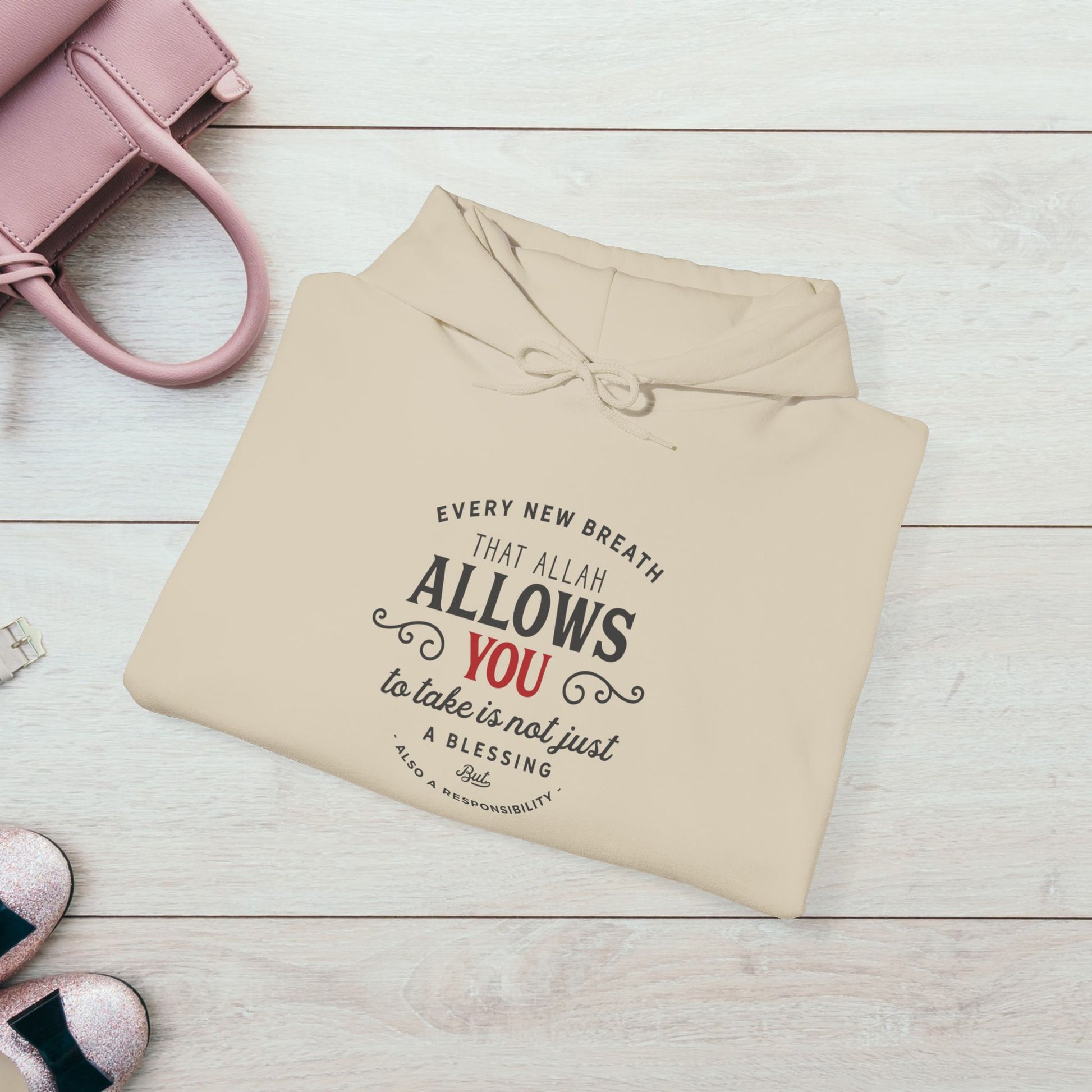 "Every New Breath is a Blessing & a Responsibility"  Unisex Heavy Blend™ Hooded Sweatshirt – Inspirational Islamic Quote - GULLYDESIGN
