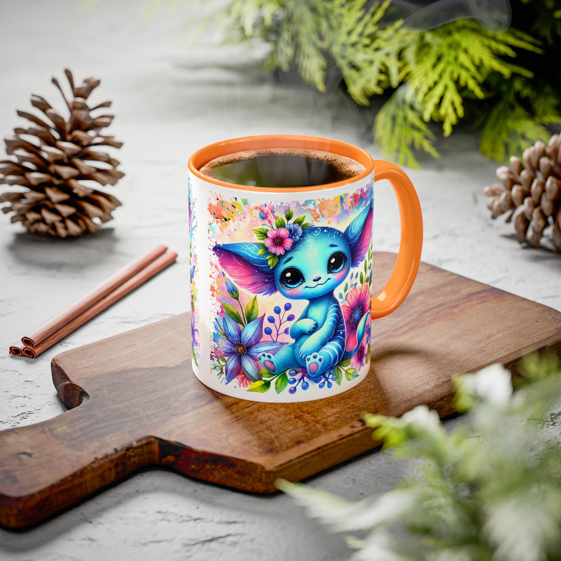 Colorful Floral Character Mug - Cute 11oz/15oz Coffee Mug for Nature Lovers - GULLYDESIGN