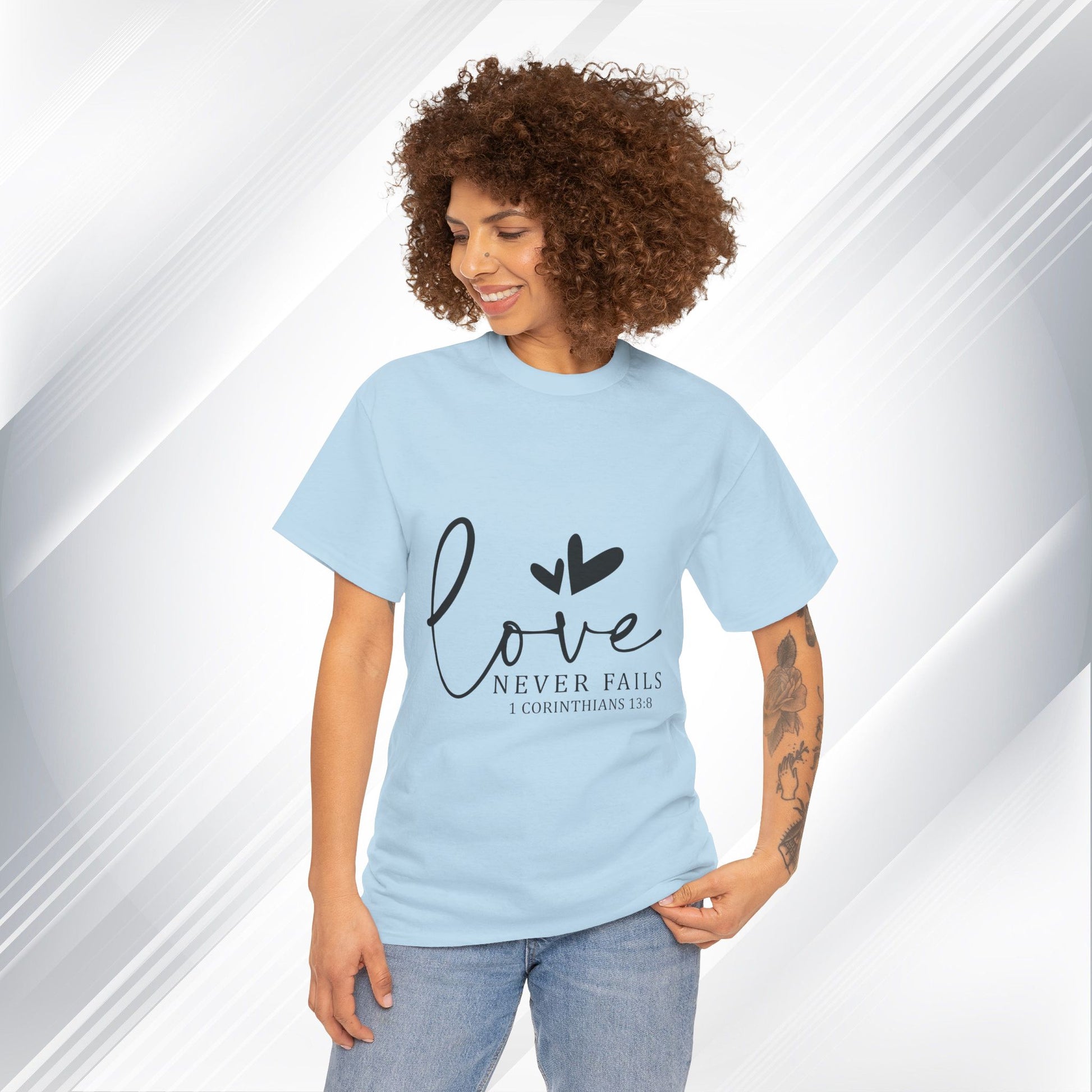 Love Never Fails Unisex Heavy Cotton Tee - Inspirational Christian T-Shirt - GULLYDESIGN