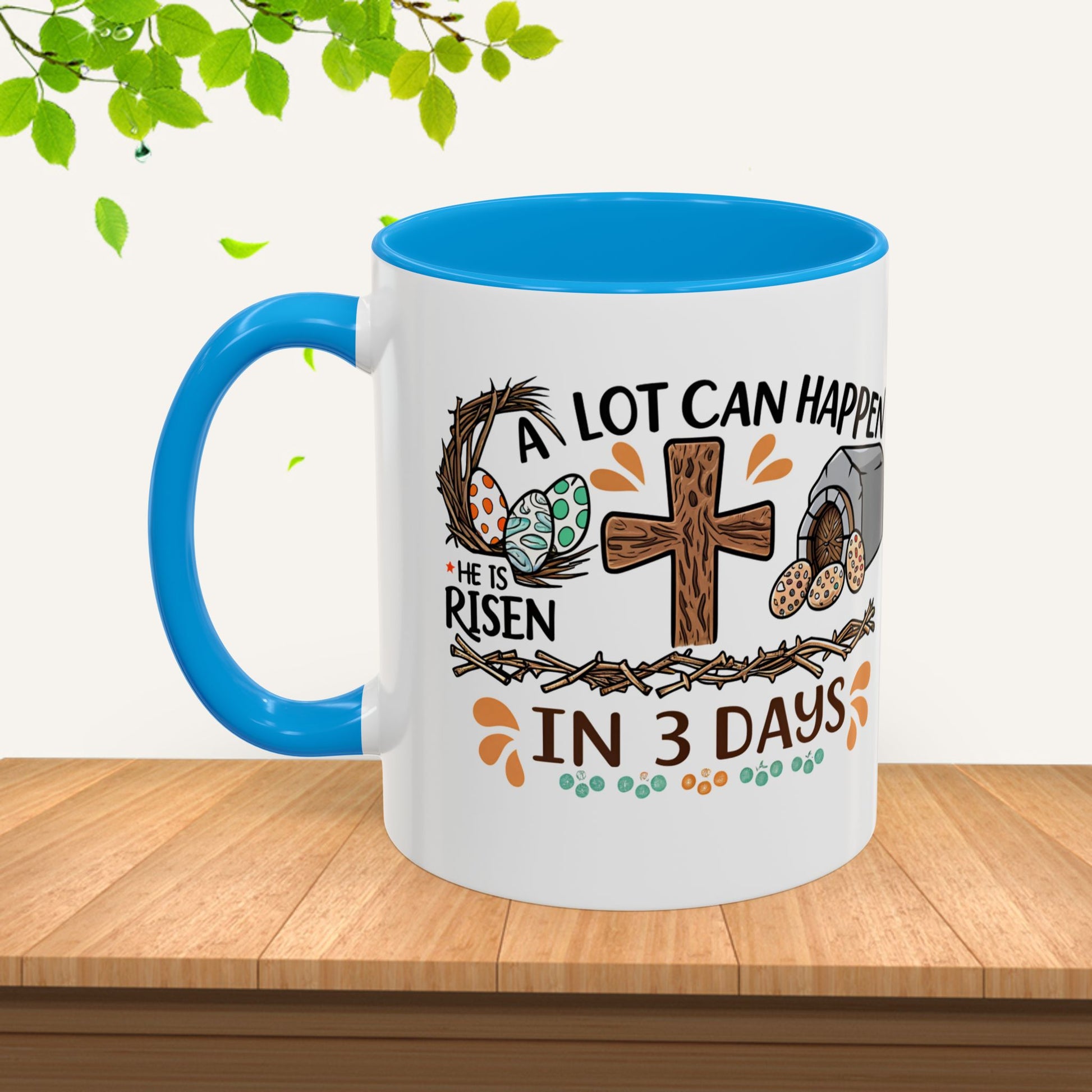 Inspirational Easter Mug - "A Lot Can Happen in 3 Days" - Colorful 11oz & 15oz Coffee Cup - GULLYDESIGN